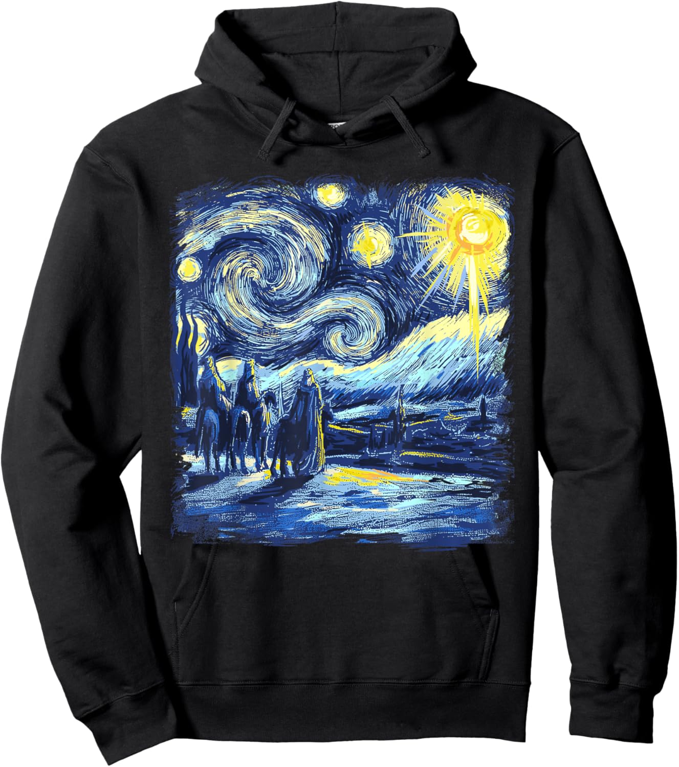 Van Gogh Shirt Starry Night Three Wise Men Funny Christian Hoodie - Hoodie | Black