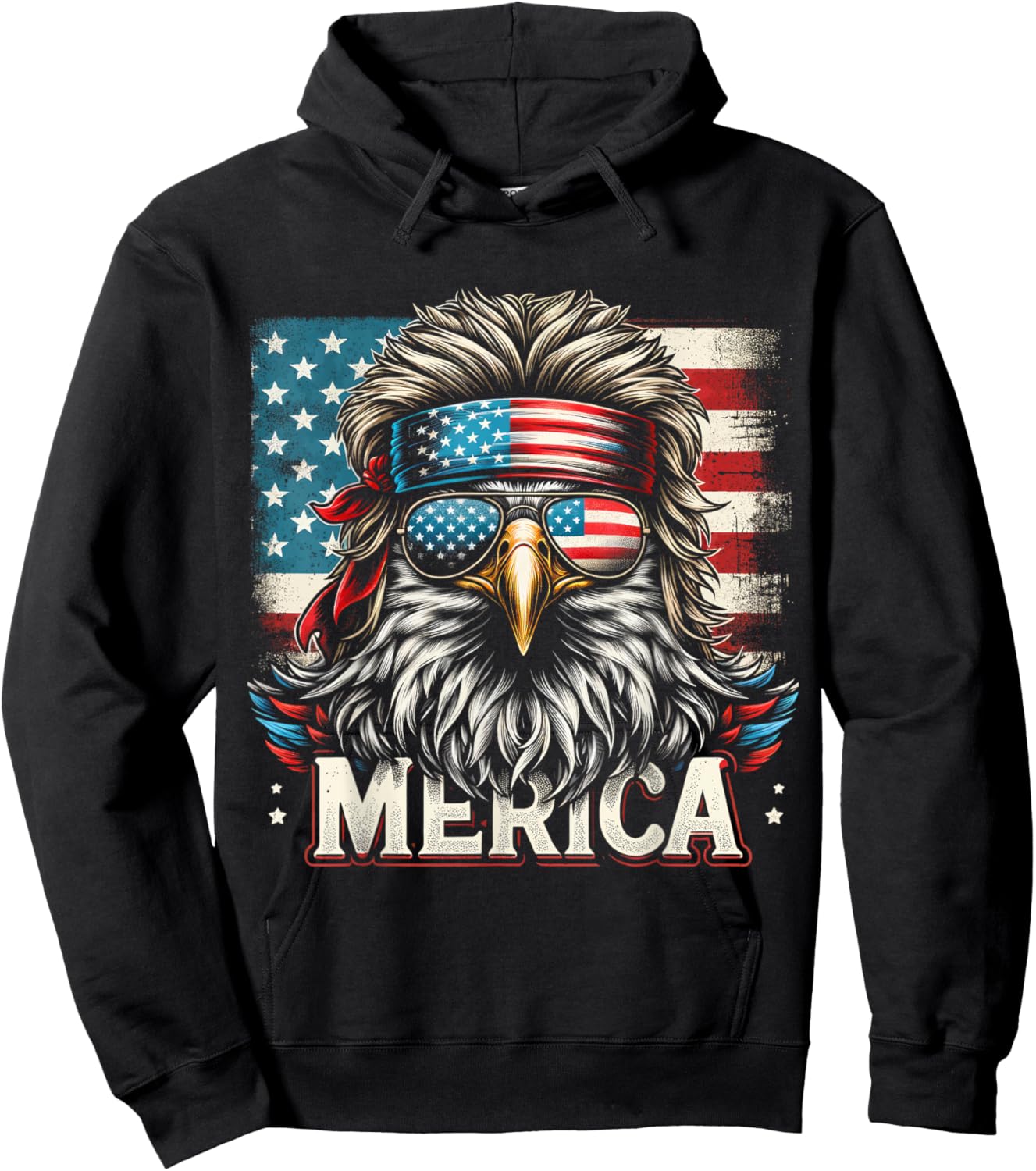 4th of July Patriotic Funny Eagle July 4th USA Merica Hoodie - Hoodie | Black