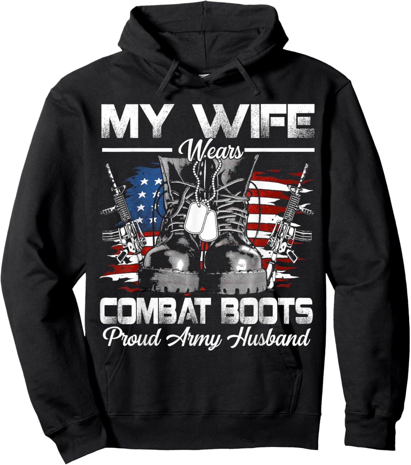 Proud Army Husband Veteran Wife Hoodie - Hoodie | Black