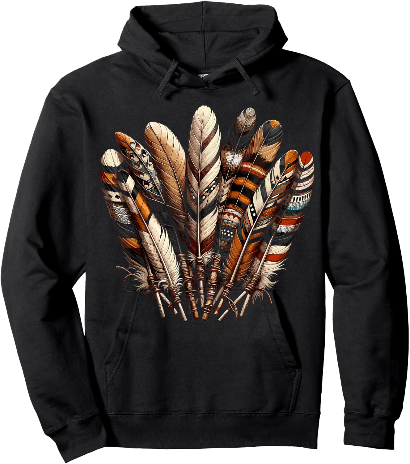 Southwest Native American Indian Feather Hoodie - Hoodie | Black