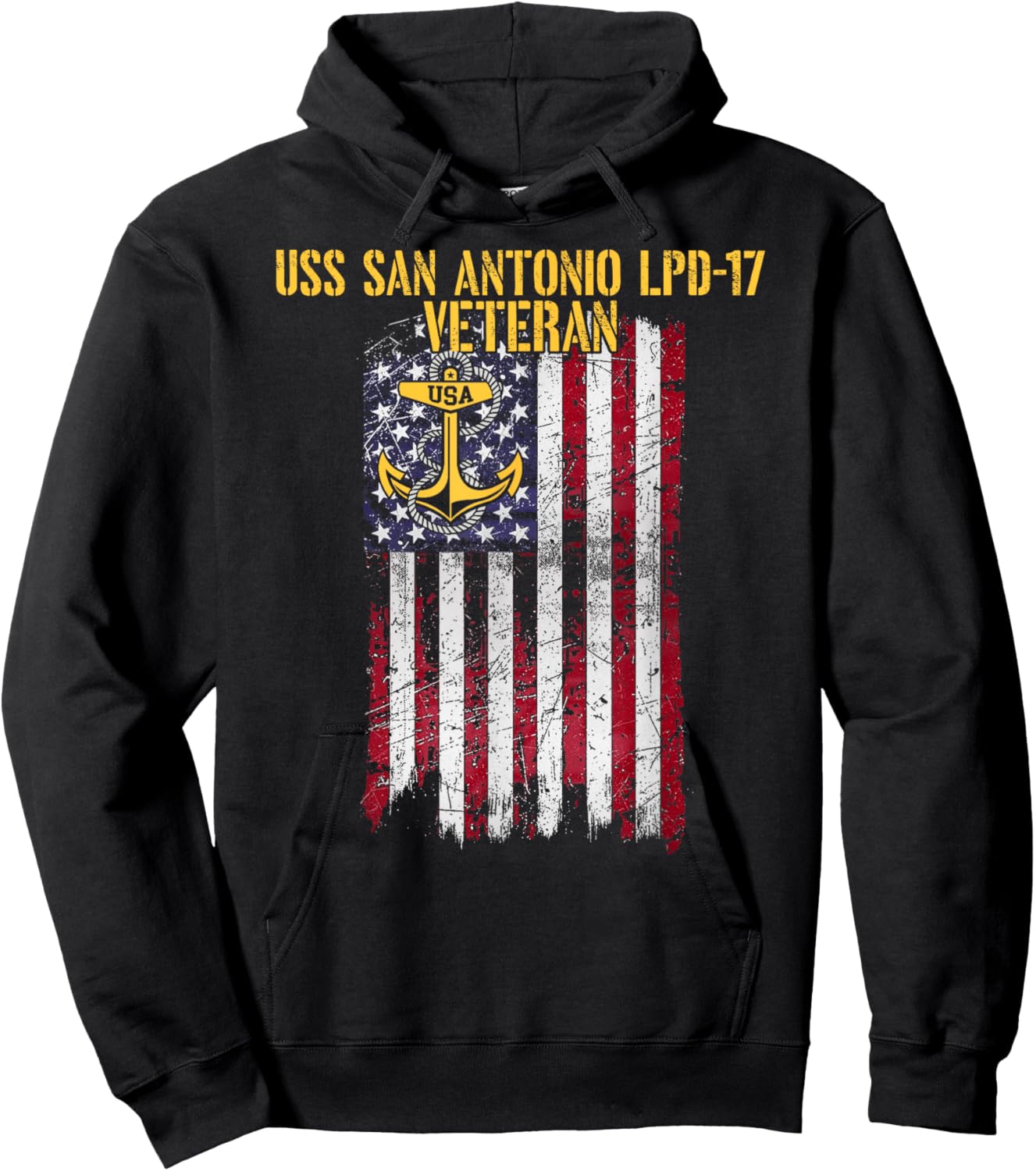 USS San Antonio LPD-17 Amphibious Transport Dock Veteran Hoodie - Hoodie | Black