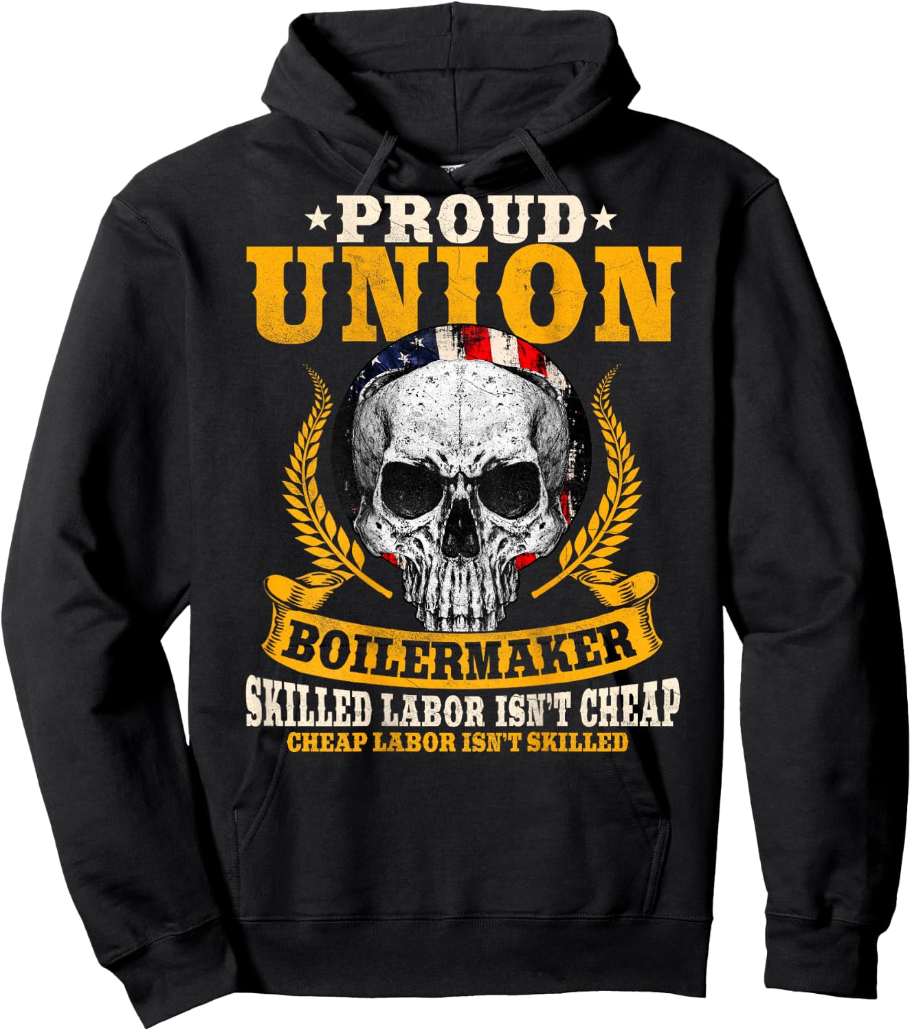 Union Boilermaker Design On Back Of Clothing Hoodie - Hoodie | Black