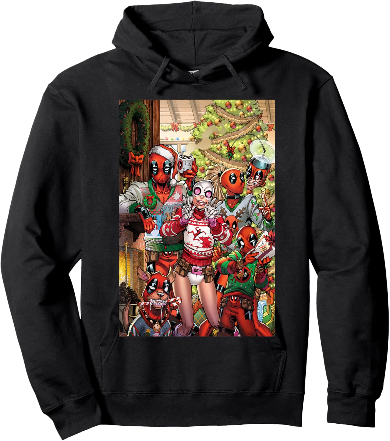 Marvel Gwenpool & Deadpool Family Christmas Holiday Hoodie - Hoodie | Black