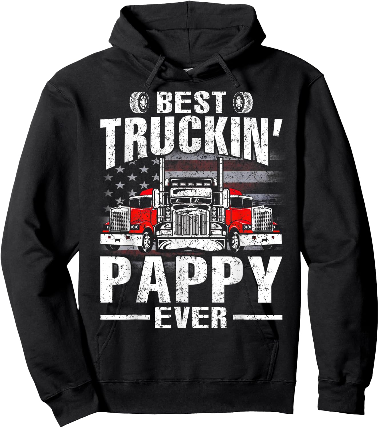 Best Truckin' Pappy Ever USA Flag Men Hoodie - Hoodie | Black