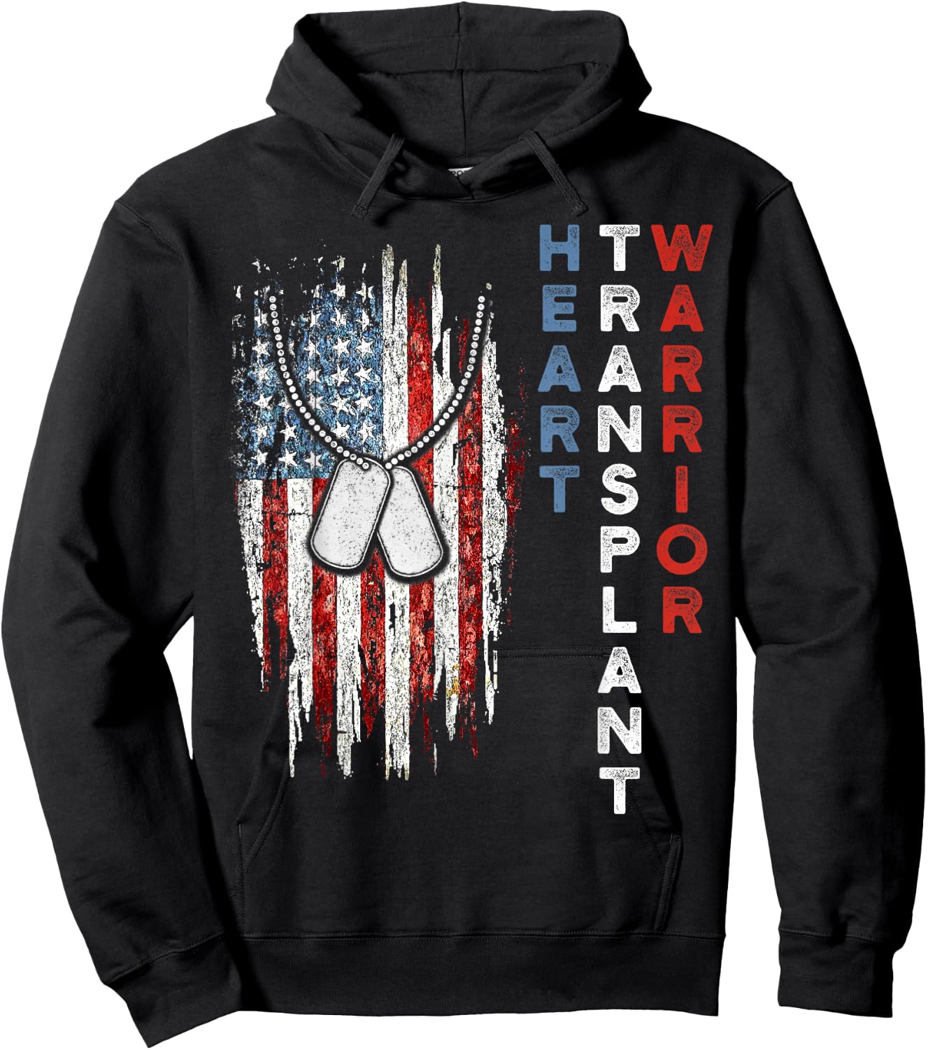 Heart Transplant Recipient Heart Flag US Surgery Survivor Hoodie - Hoodie | Black