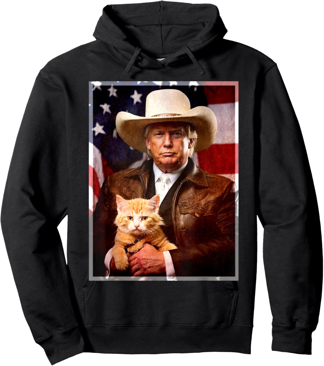Donald Trump Cat Shirt Funny Cowboy Trump 2024 Republican Hoodie - Hoodie | Black