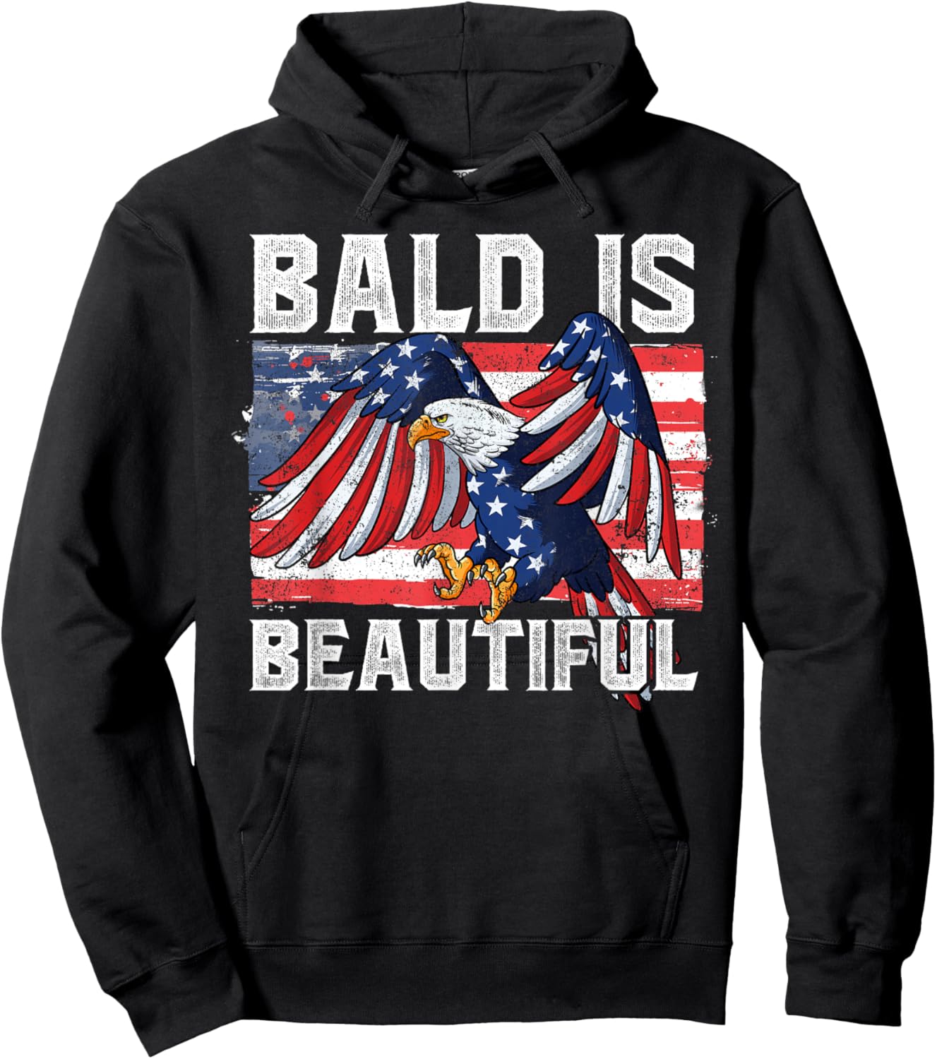 Bald Is Beautiful 4th Of July Hoodie - Hoodie | Black