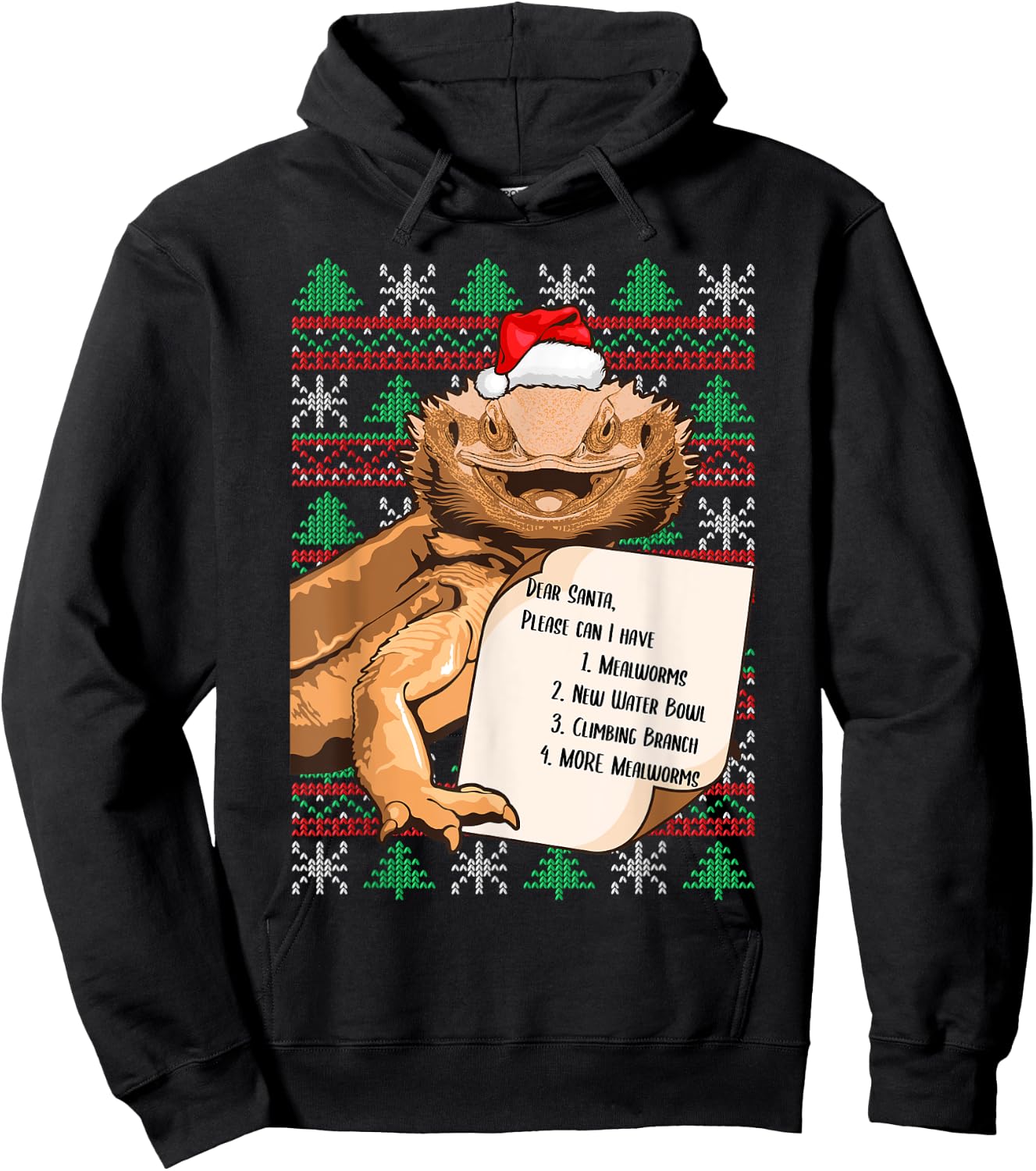 Funny Bearded Dragon Christmas Apparel Reptile Lover Lizard Hoodie - Hoodie | Black