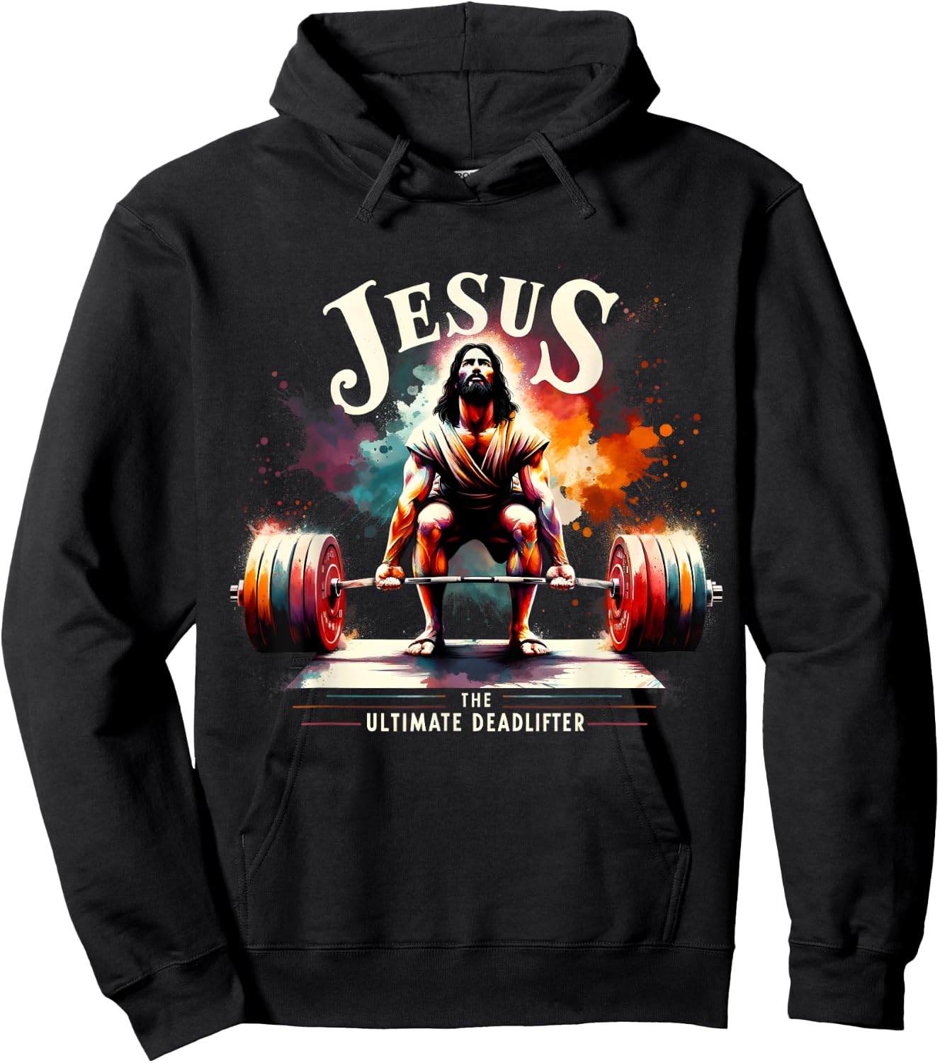 Jesus The Ultimate Deadlifter Funny Jesus Christian Workout Hoodie - Hoodie | Black