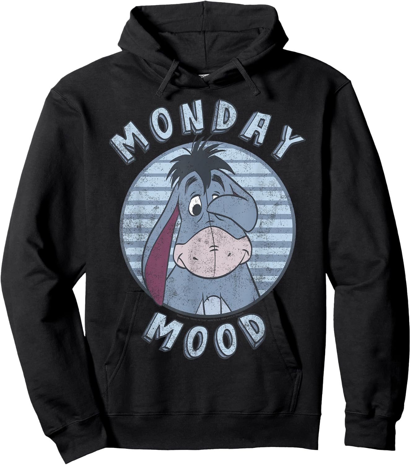 Disney Winnie The Pooh Eeyore Monday Mood Vintage Circle Hoodie - Hoodie | Black