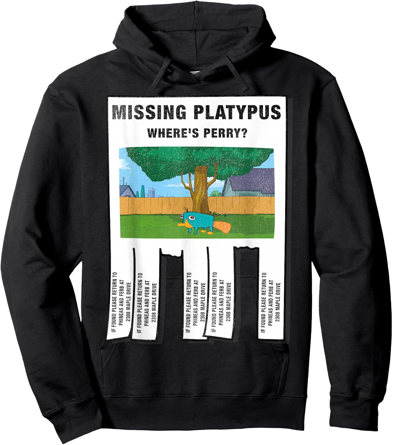 Disney Phineas and Ferb Missing Platypus Poster Small Hoodie - Hoodie | Black