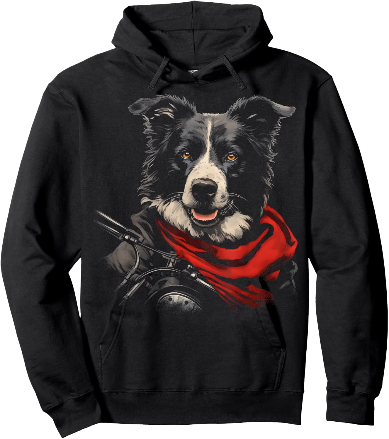 Cool Motorcycle Dad Biker Dog Funny Border Collie Dad Rider Men Hoodie - Hoodie | Black