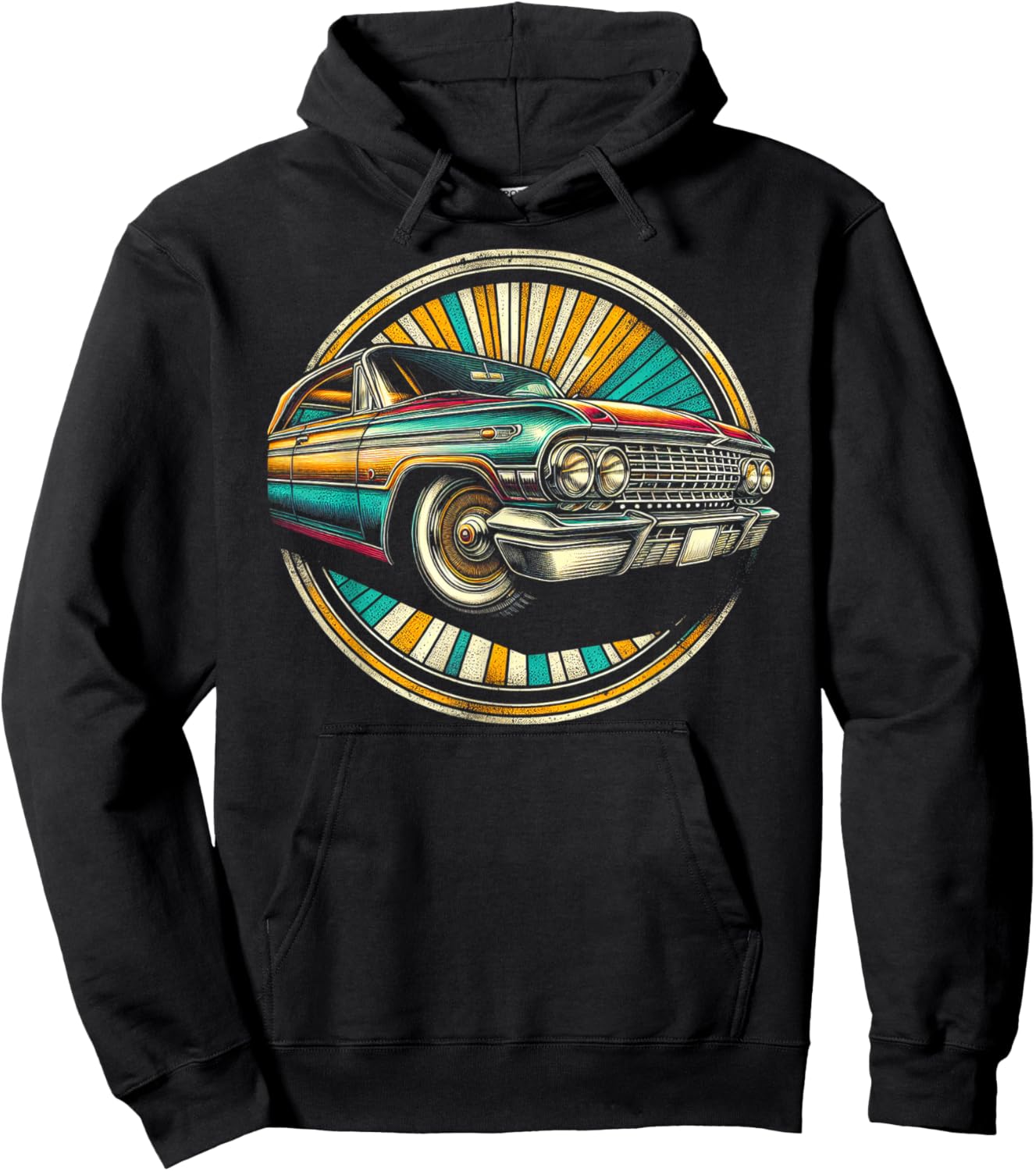 Detailed 1960s Car Illustration Hoodie - Hoodie | Black