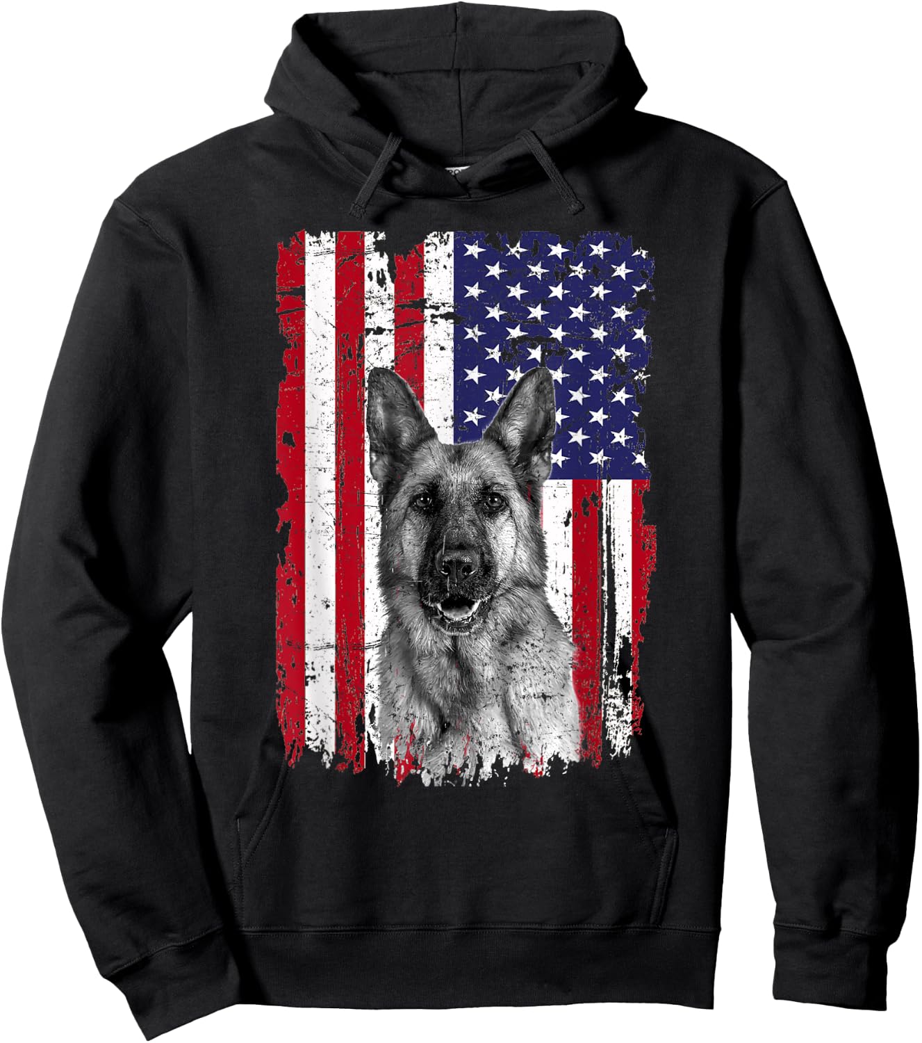 Patriotic German Shepherd American Flag 2023 4th of July Hoodie - Hoodie | Black