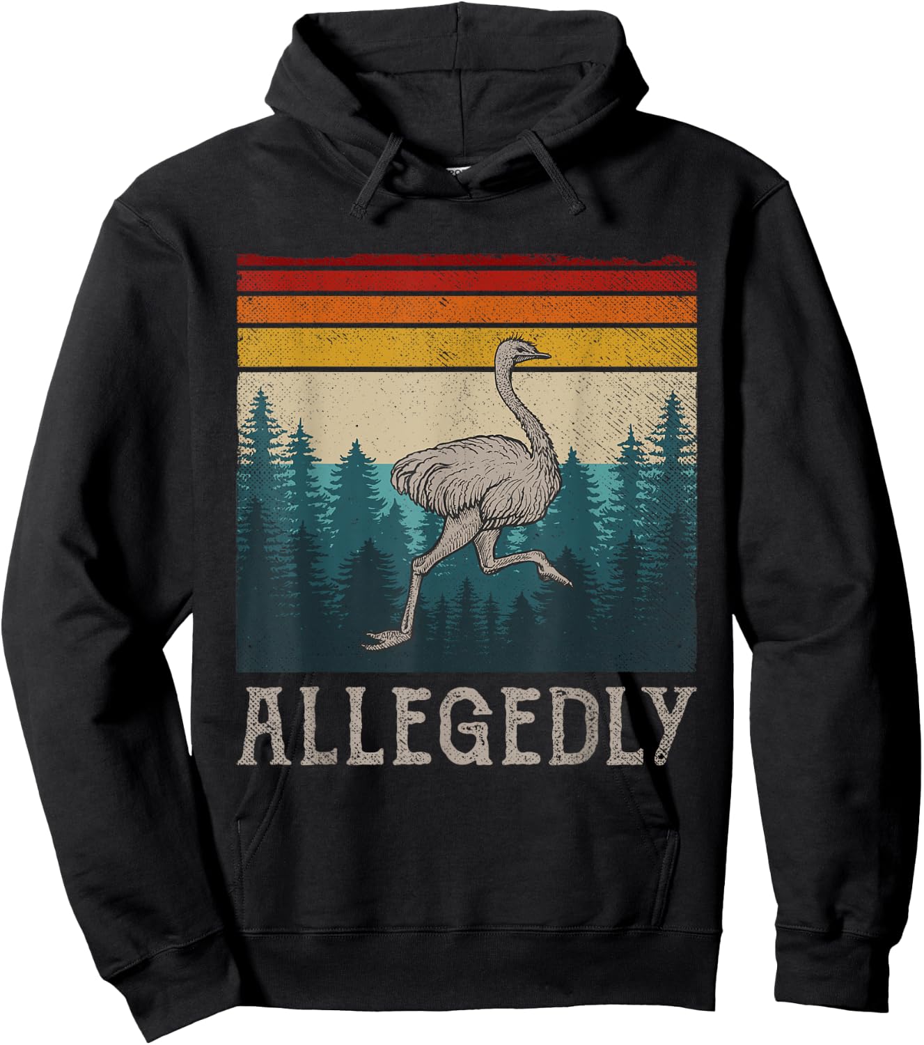 Vintage Retro Allegedly Ostrich Funny Bird Lover Hoodie - Hoodie | Black