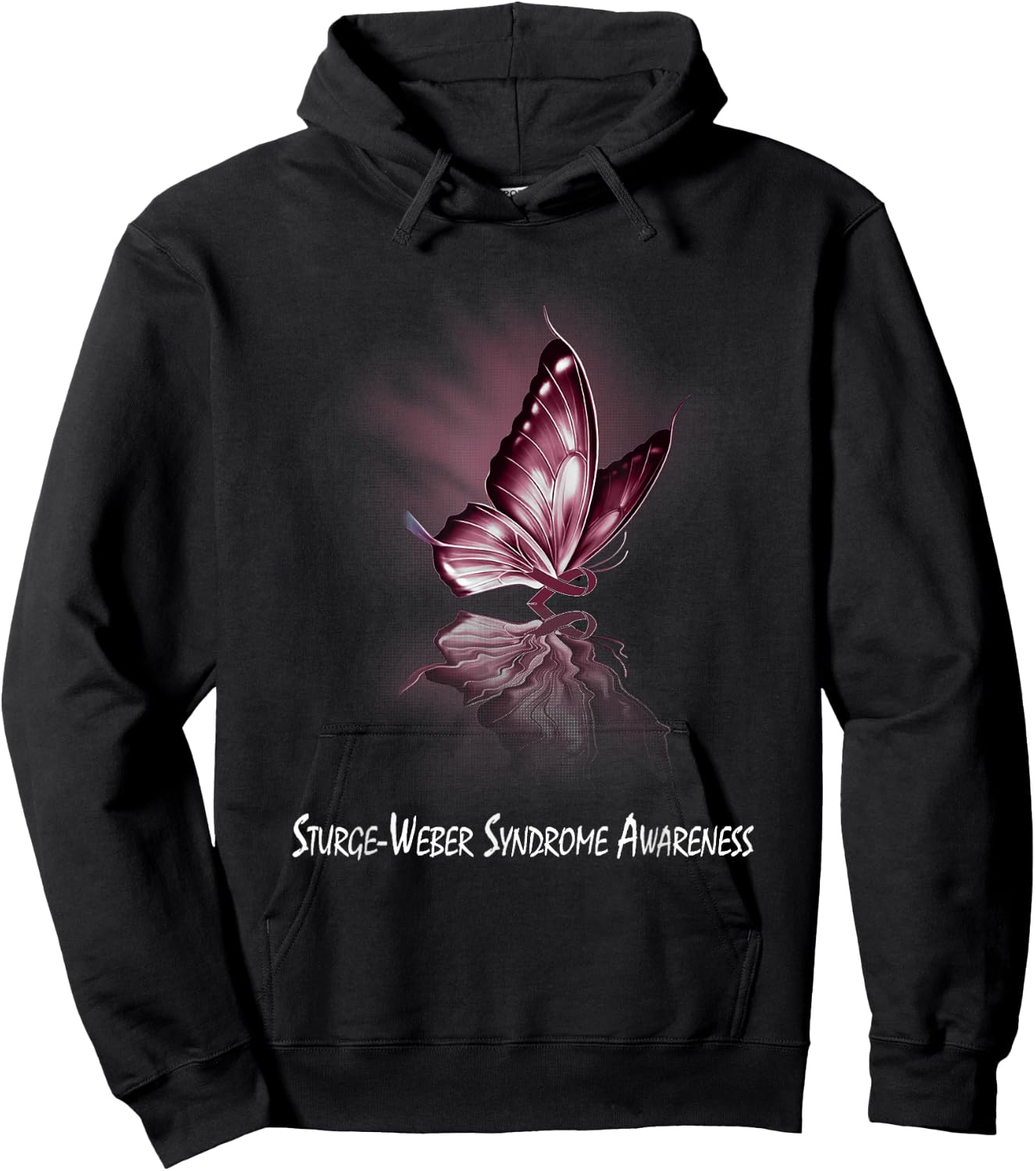 Butterfly Ribbon Sturge-Weber Syndrome Awareness Hoodie - Hoodie | Black