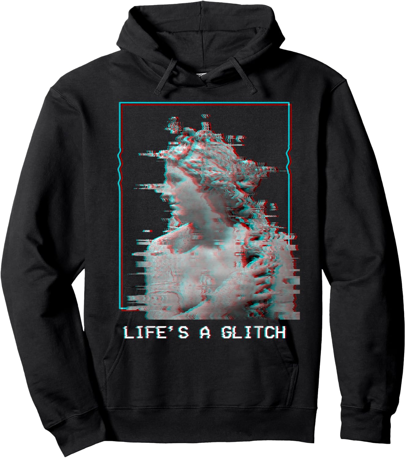 Life's A Glitch - Vaporwave 80s 90s Aesthetic Greek Statue Hoodie - Hoodie | Black