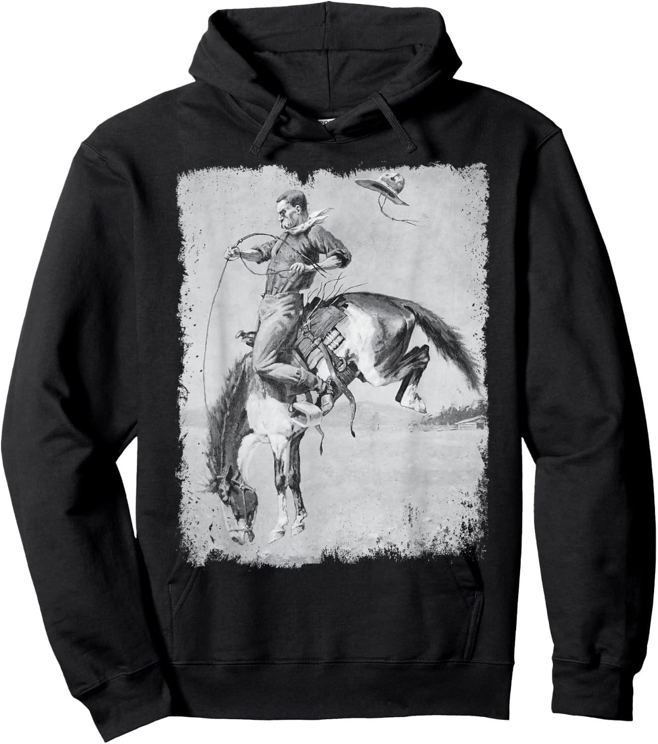 Cowboy Rodeo Horse Western Country Vintage Bronco Riding USA Hoodie - Hoodie | Black