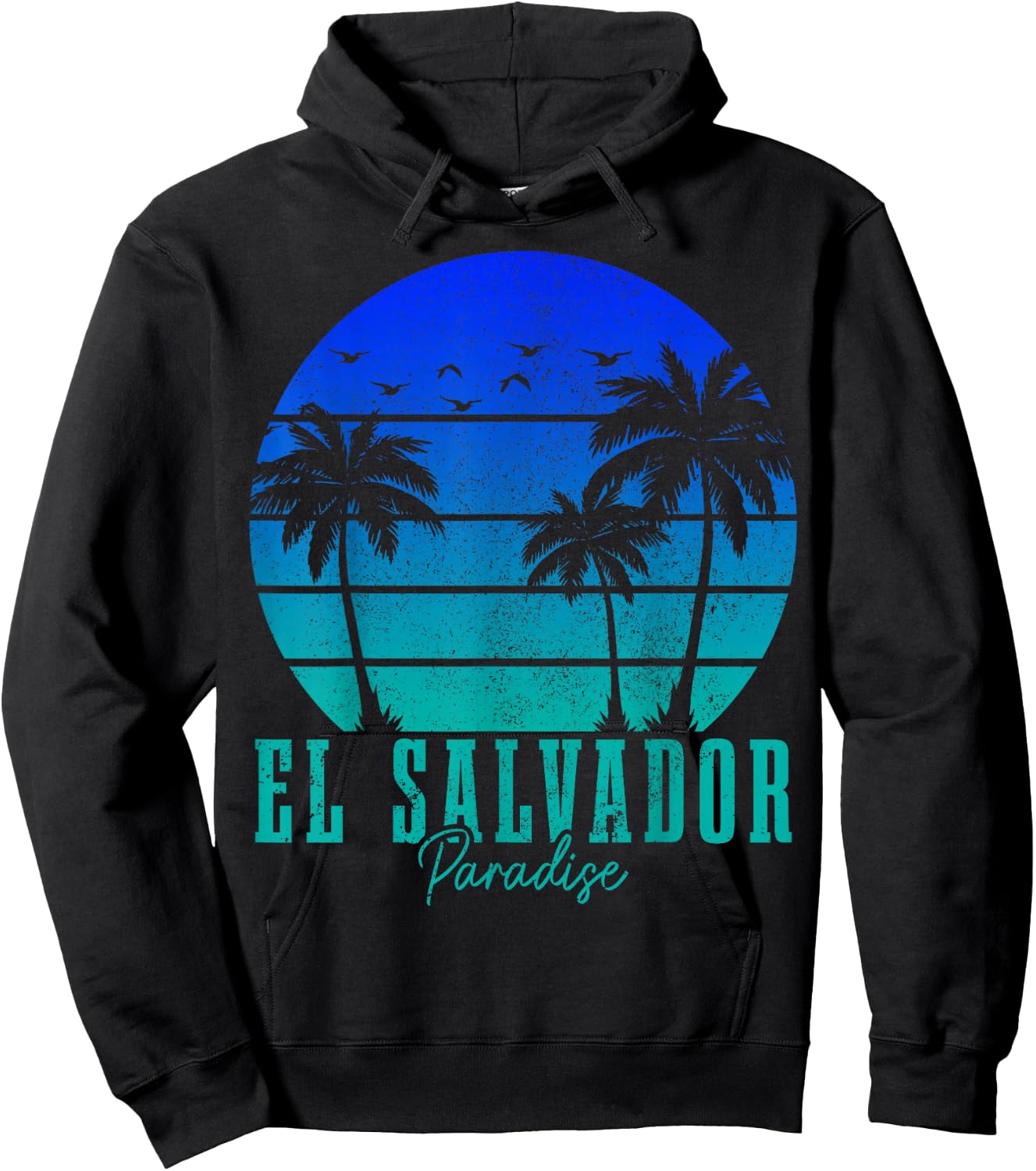 El Salvador Vintage Surfer Salvadoran Beach Souvenir Hoodie - Hoodie | Black