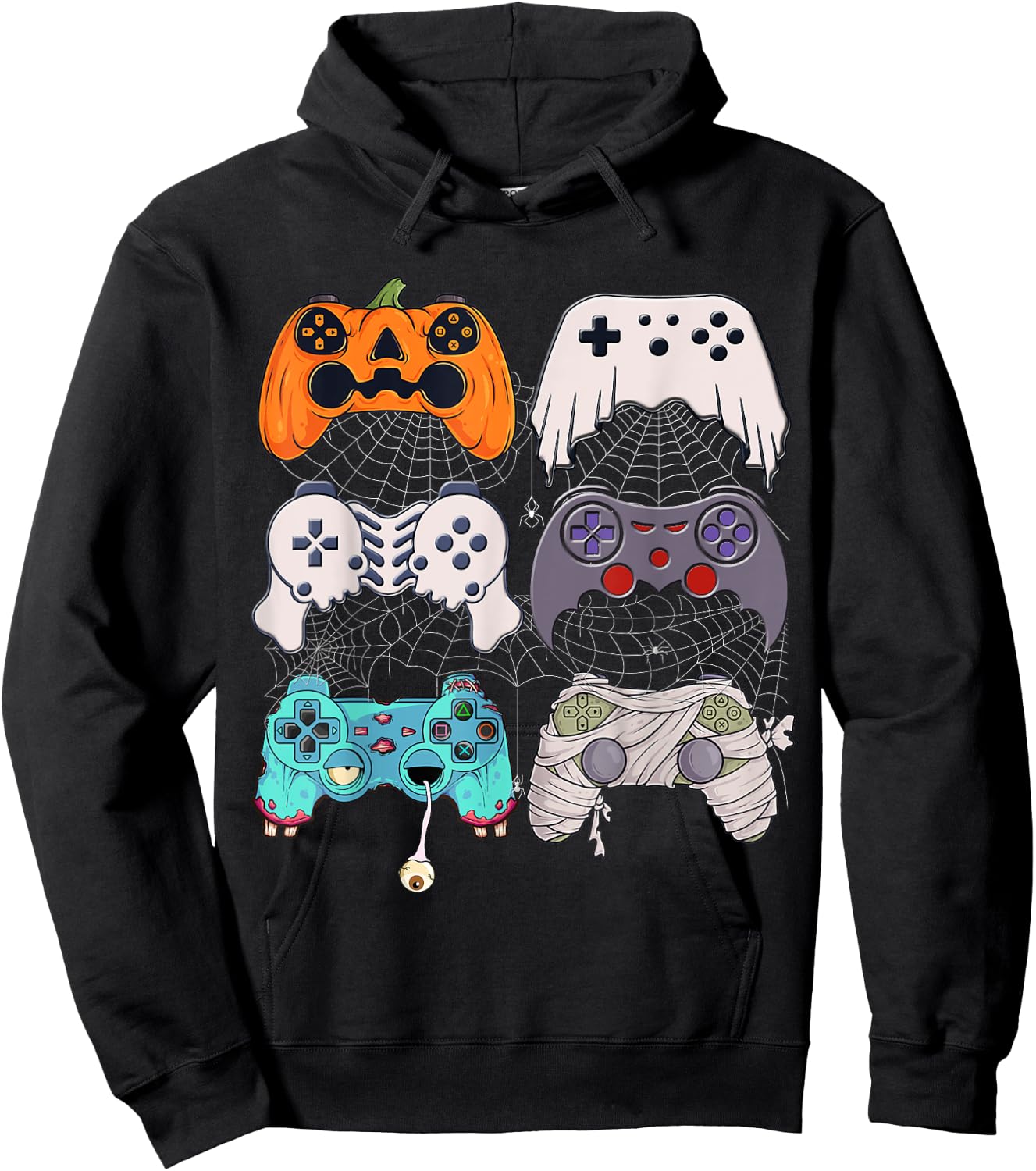 Halloween Skeleton Zombie Gaming Controllers Mummy Boys Kids Hoodie - Hoodie | Black
