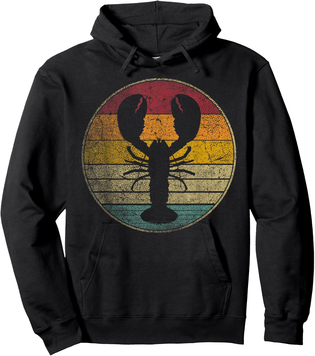 Lobster Fish Seafood Fishing Vintage Distressed Retro Style Hoodie - Hoodie | Black