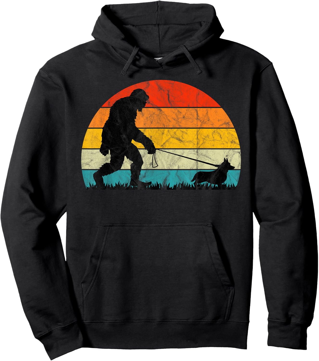 Bigfoot Walking Corgi Dog Training Puppies Mom Dad Lover Women Girls Kids Hoodie - Hoodie | Black