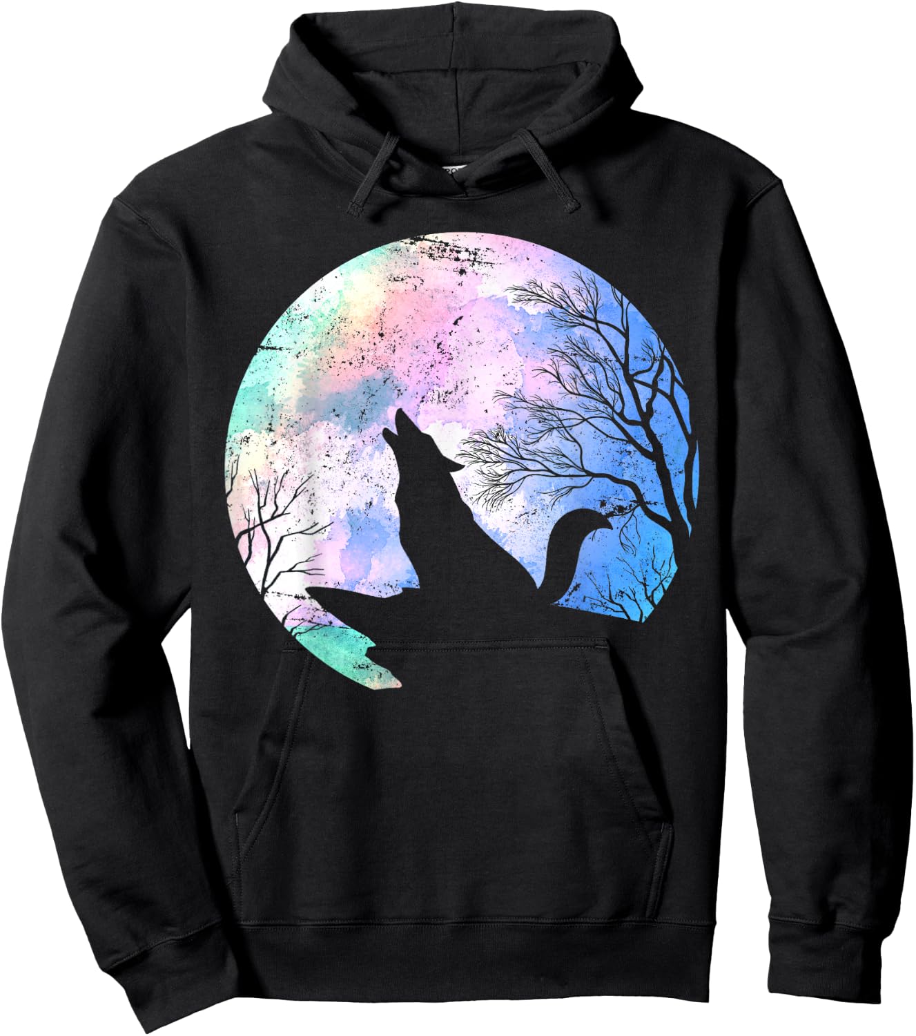 Forest Animal Wolf Predator Gift Wildlife Full Moon Wolf Hoodie - Hoodie | Black