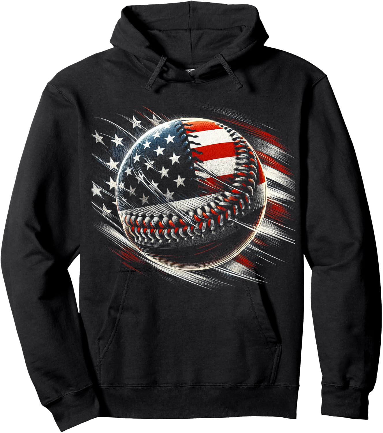 Baseball 4th Of July Men USA American Flag Boys Patriotic Hoodie - Hoodie | Black