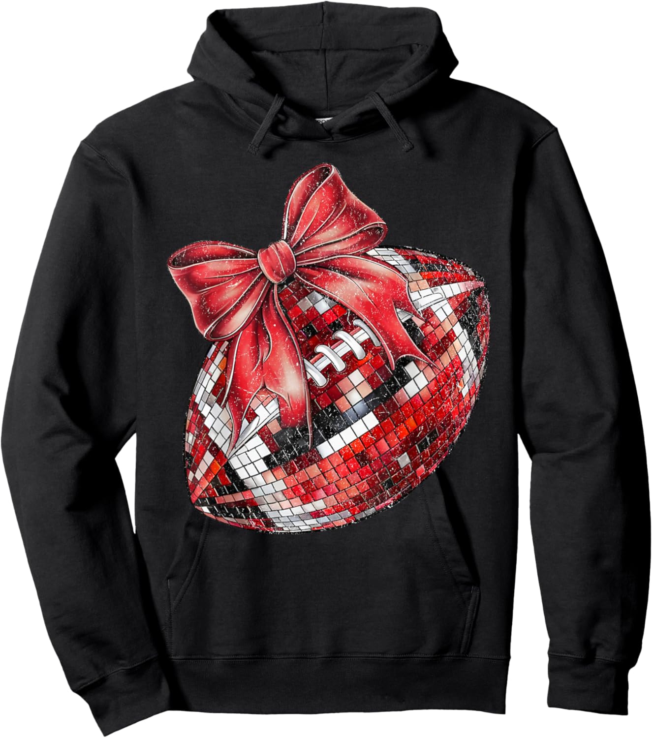 Coquette Bow American Football Game Day Thanksgiving Autumn Hoodie - Hoodie | Black