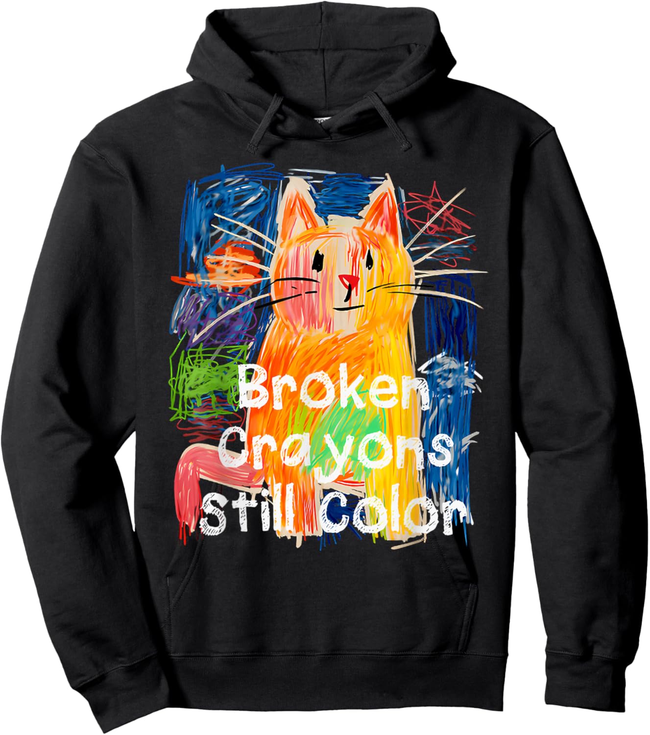 Broken Crayons Still Color Cat Teacher Hoodie - Hoodie | Black