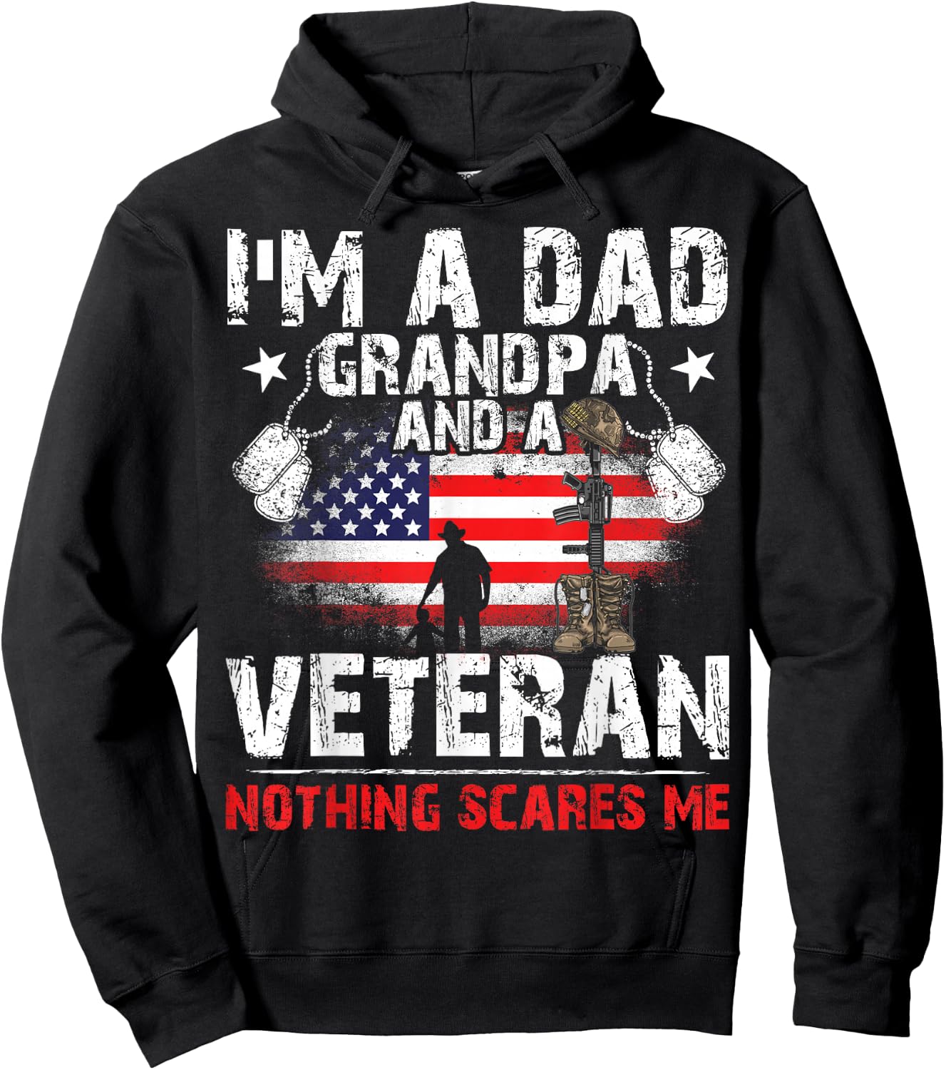 Father's Day - Veterans Day- I'm a Dad Grandpa and a Veteran Hoodie - Hoodie | Black