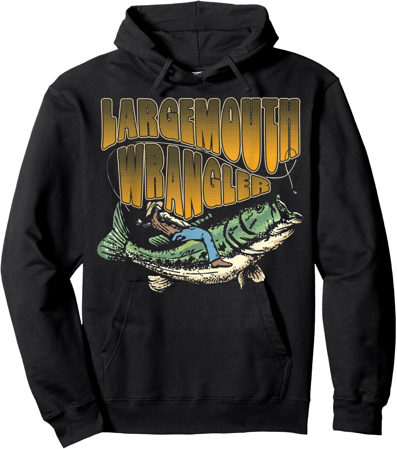 Largemouth Bass Wrangler Funny Bass Fisherman Fishing Hoodie - Hoodie | Black