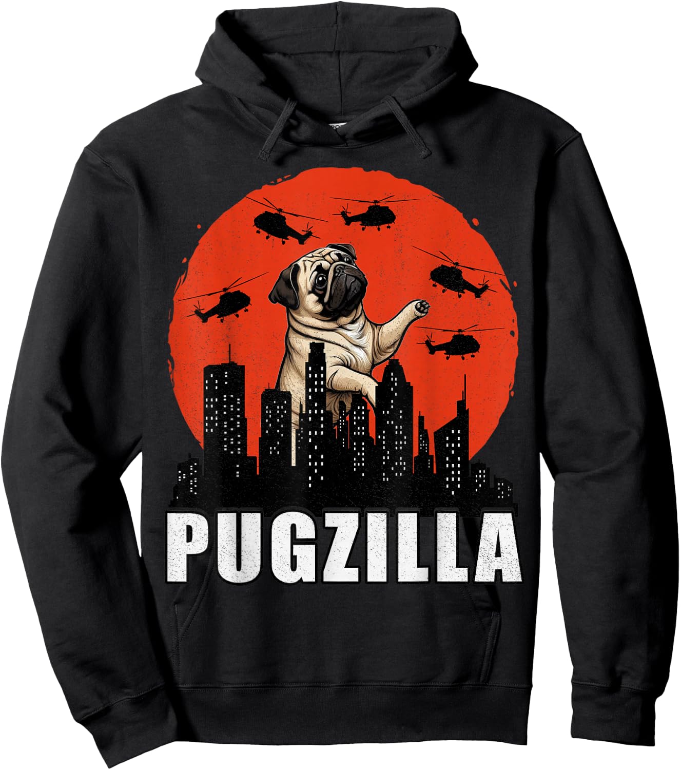 Pug Shirt Funny Pug Owner Pugzilla Dog Lover Funny Hoodie - Hoodie | Black