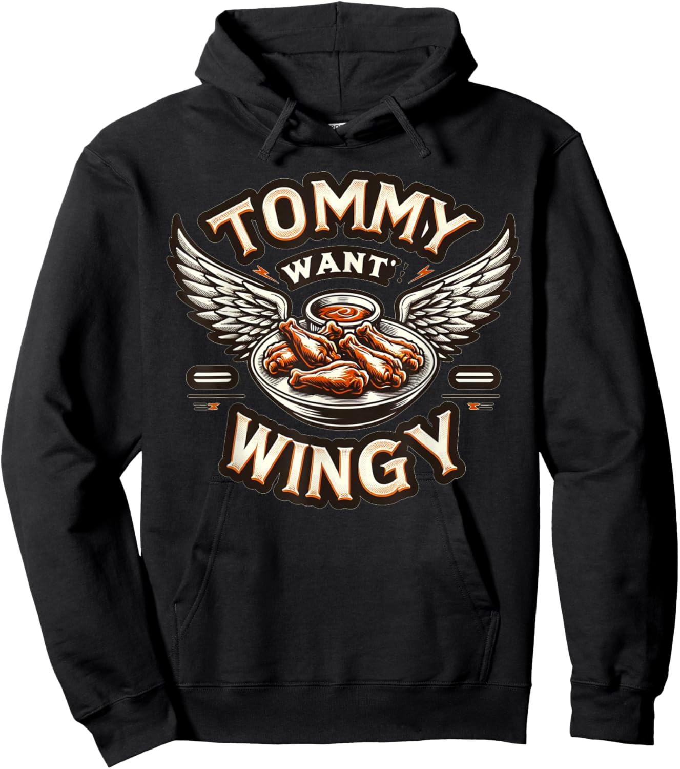 Tommy Want Wingy: Fried Chicken Wing Cravings Hoodie - Hoodie | Black