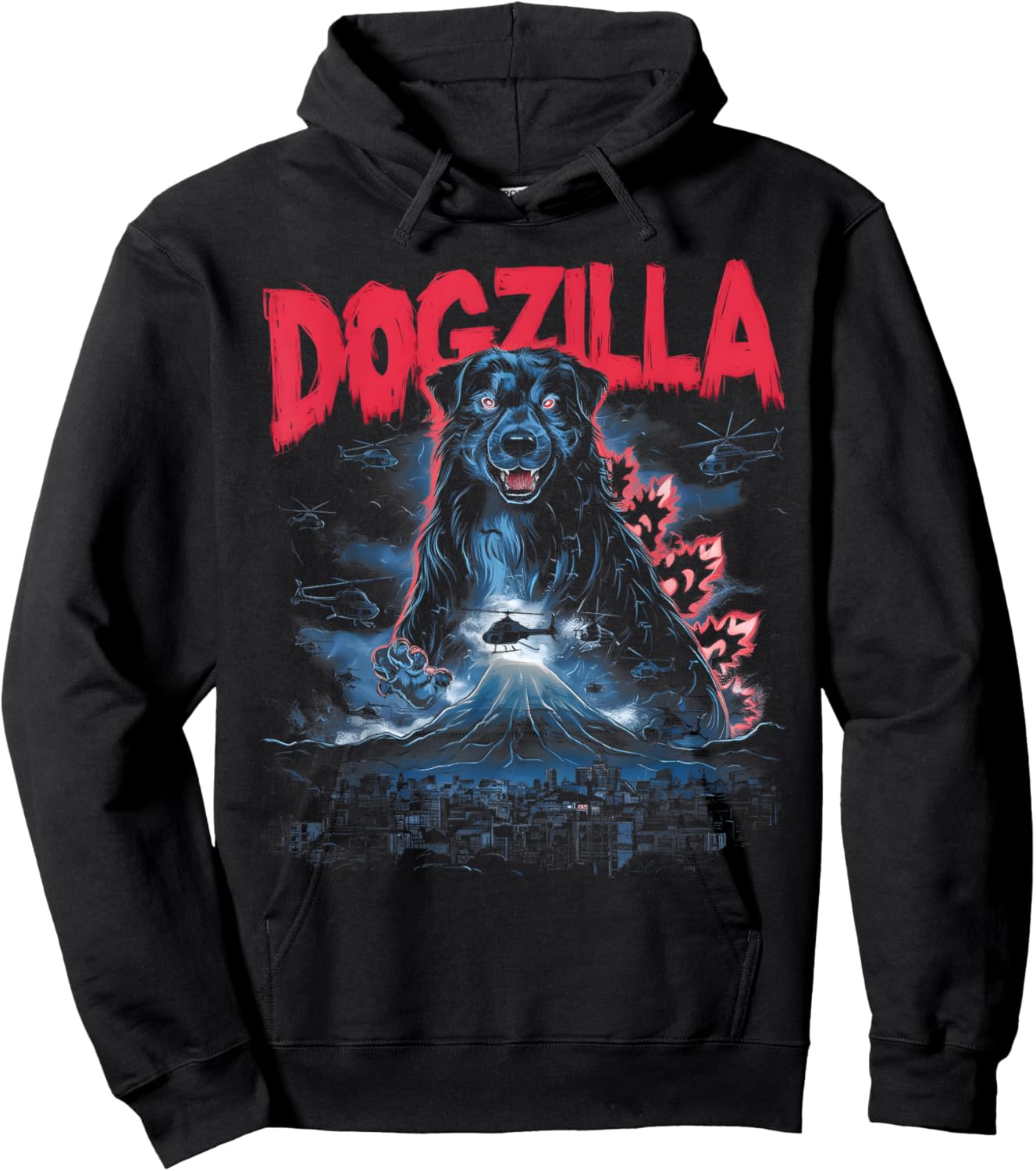 Dogzilla Funny Giant Australian Shepherd Dog graphic art Hoodie - Hoodie | Black