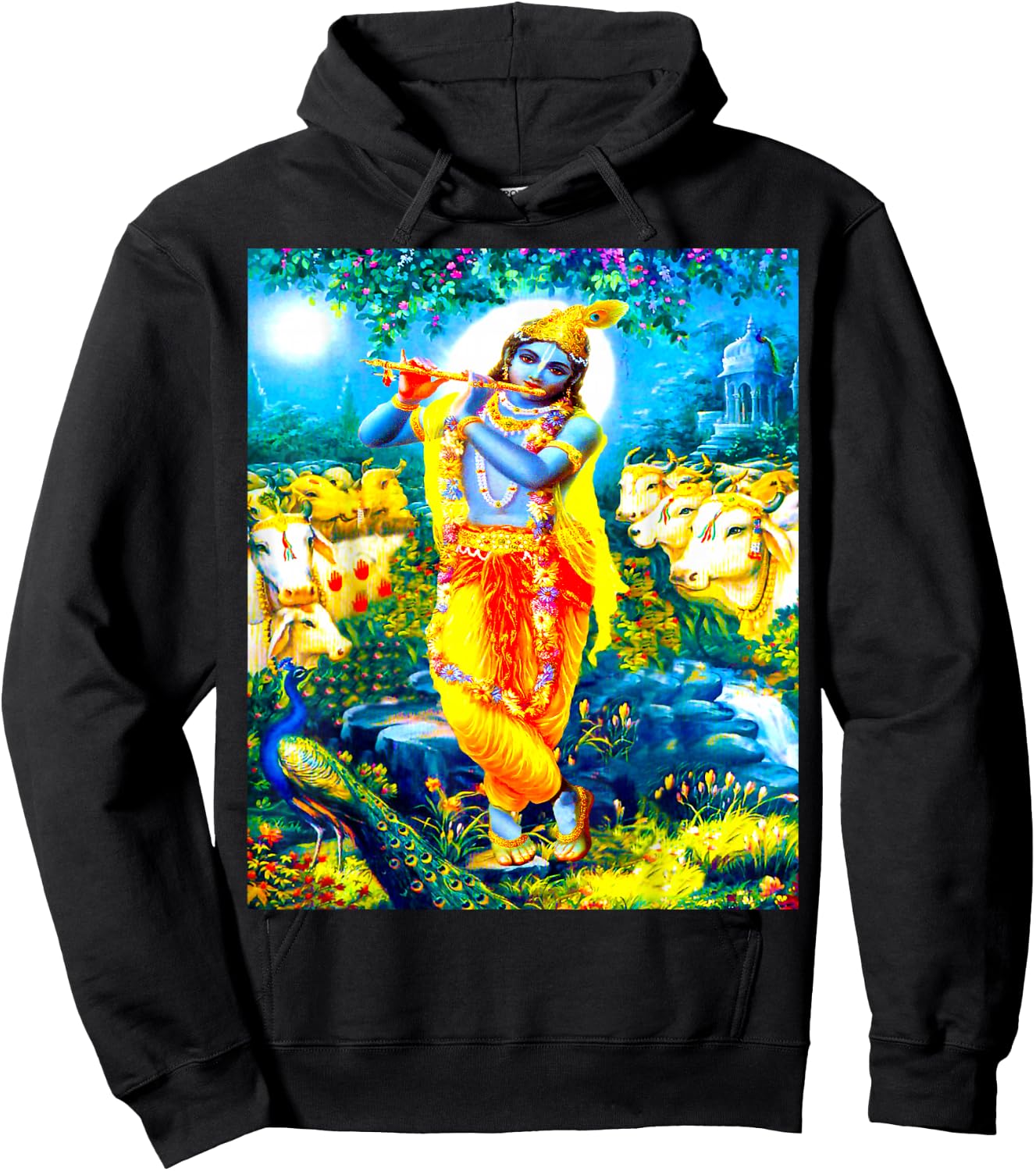 Angel Light Store Krishna Hindu God Indian Deity Eastern Religion , Small, Black Hoodie - Hoodie | Black
