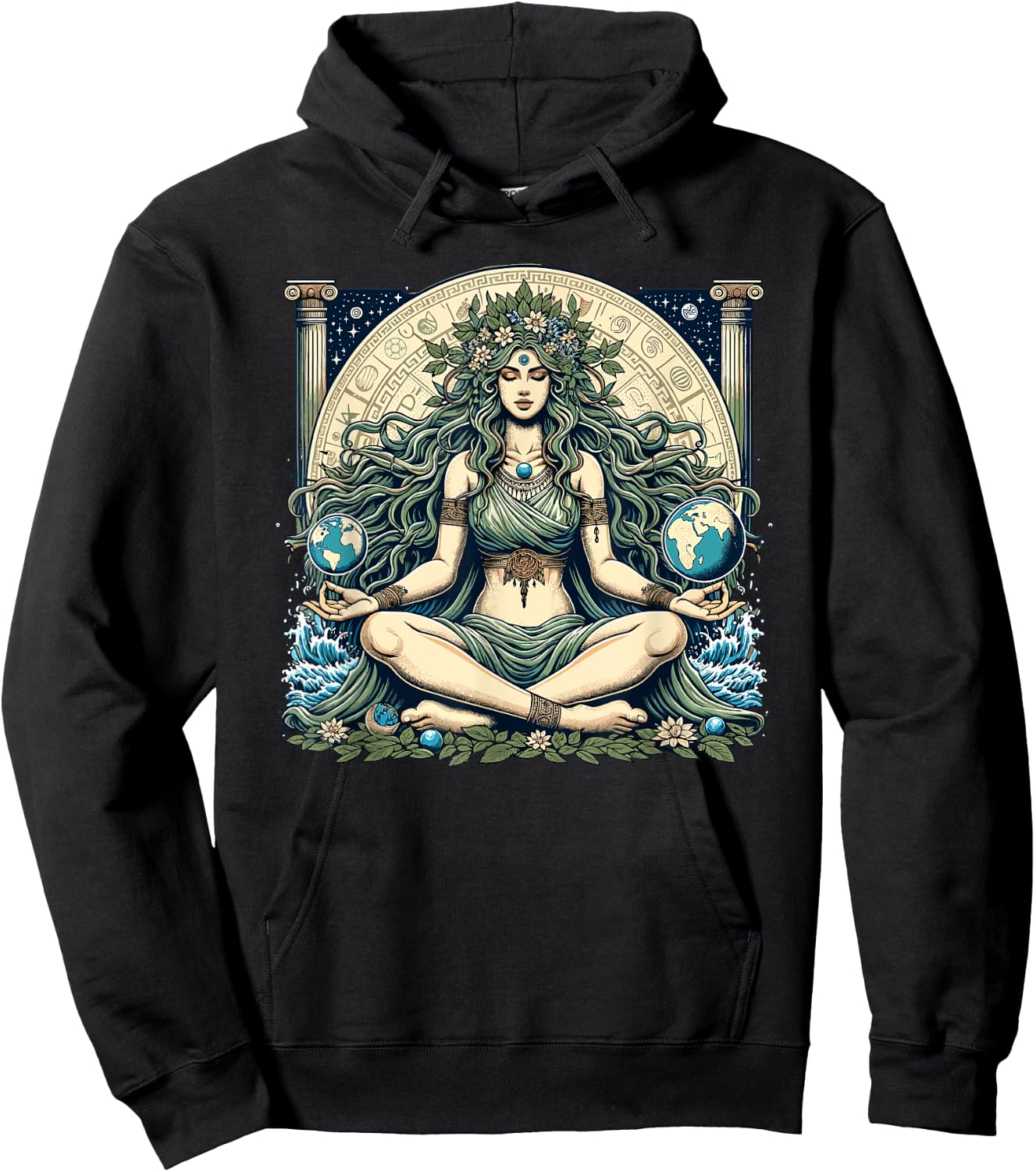 Earth Day Gaia Greek Pagan Mother Earth Hippie Nature Witchy Hoodie - Hoodie | Black