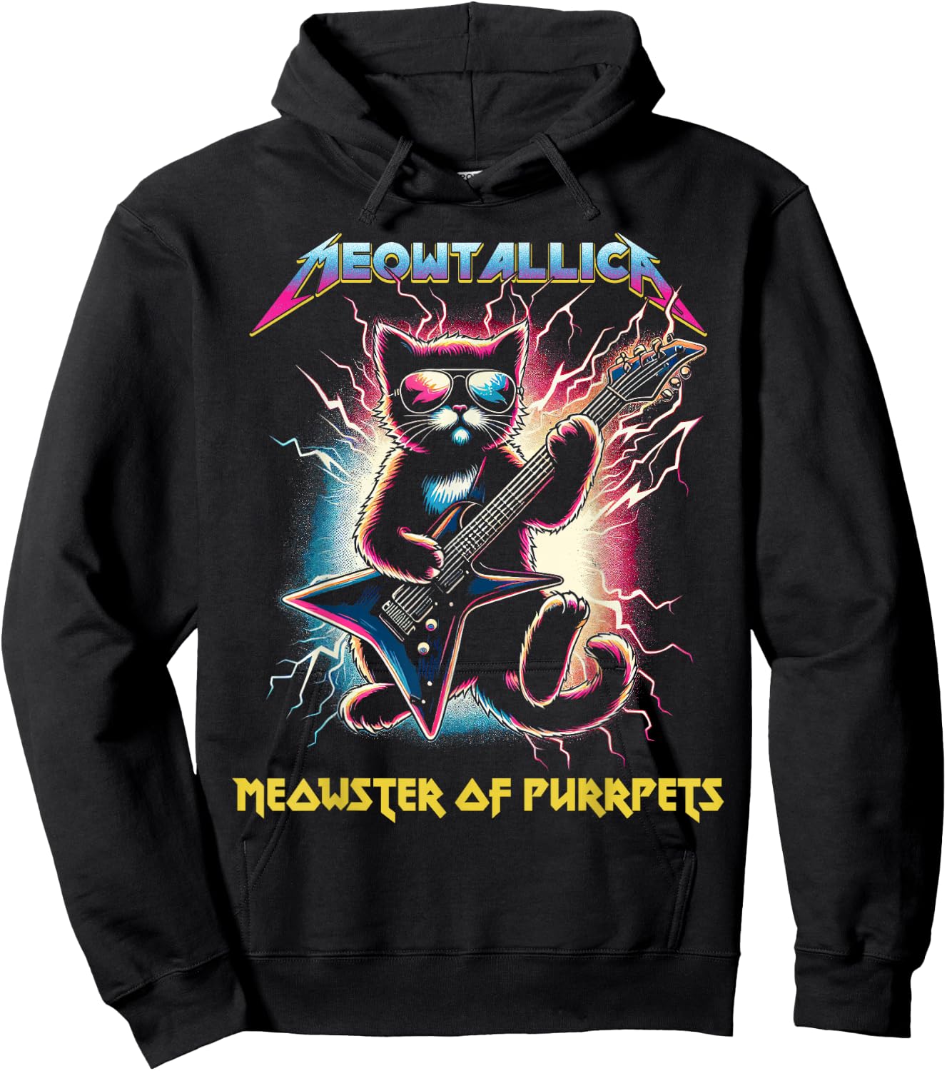 Meowtallica Meowster of Purrpets - Funny Cat Hoodie - Hoodie | Black