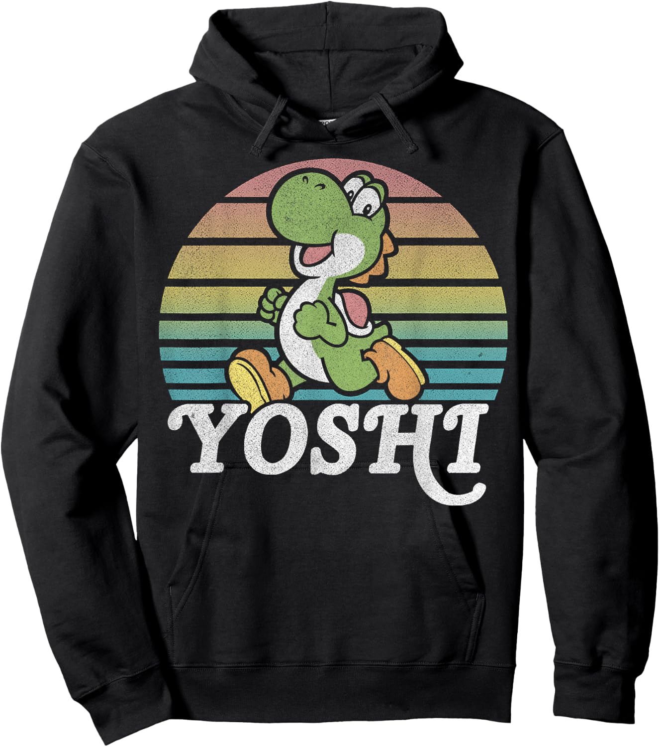Super Mario Yoshi Retro Line Run Portrait Hoodie - Hoodie | Black