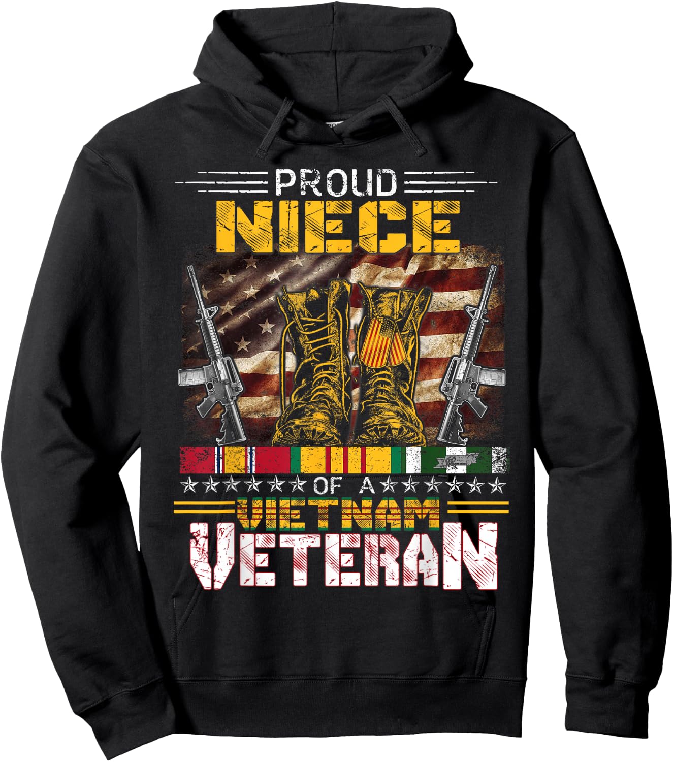 Proud Niece Of A Vietnam Veteran Shirt | Vietnam War Vet Hoodie - Hoodie | Black