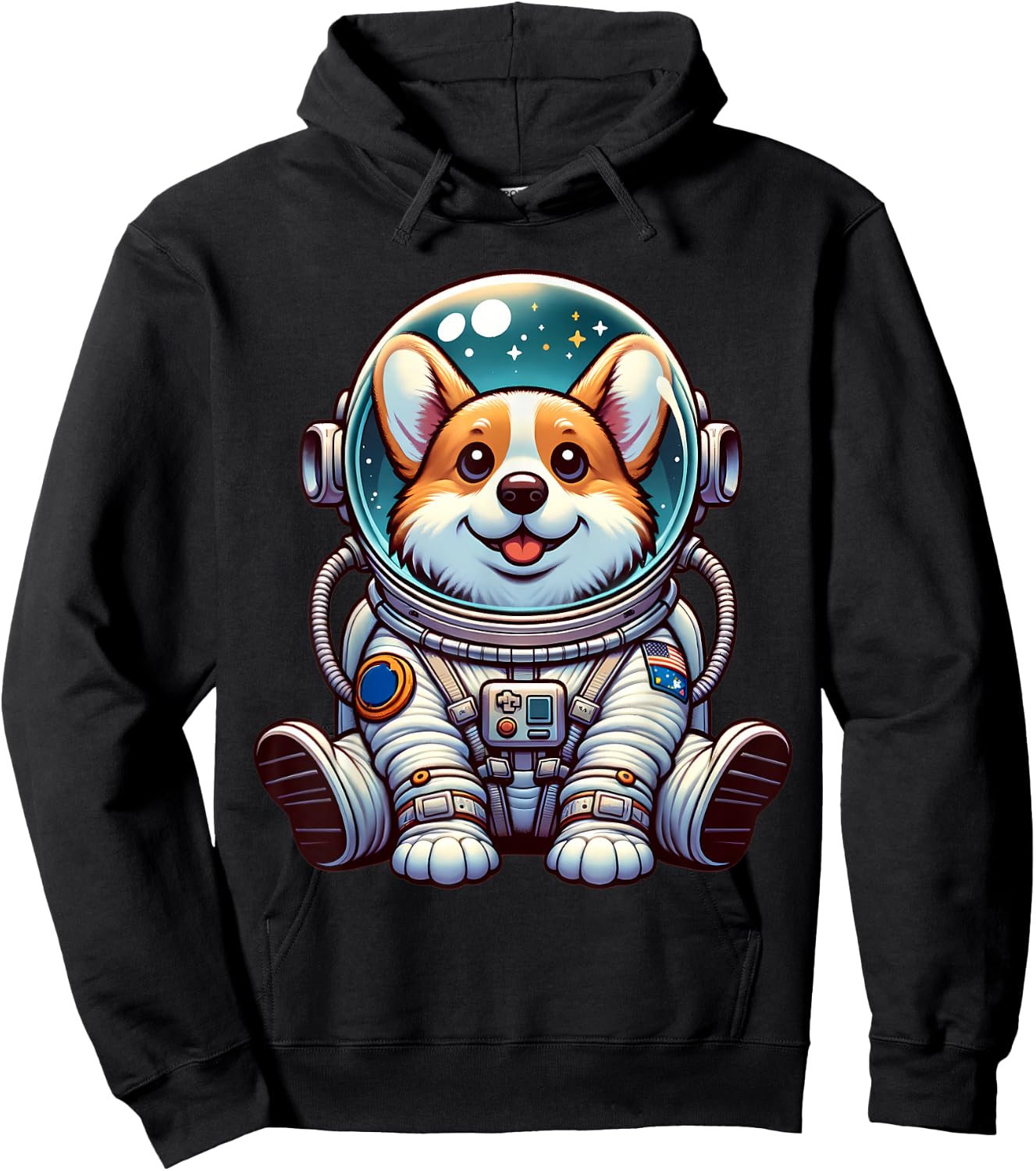 Cute Corgi Astronaut Dog Helmet Space Men Women Kids Hoodie - Hoodie | Black