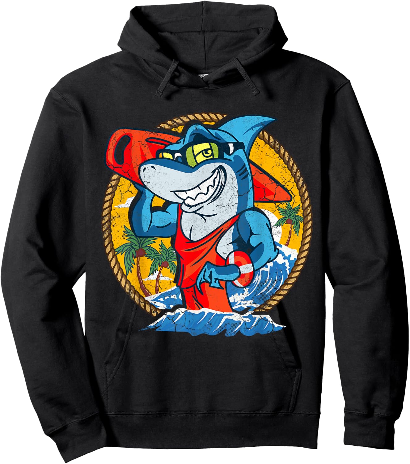 Sharks Beach Lifeguard Ocean Lake House Pool Swimming Summer Hoodie - Hoodie | Black