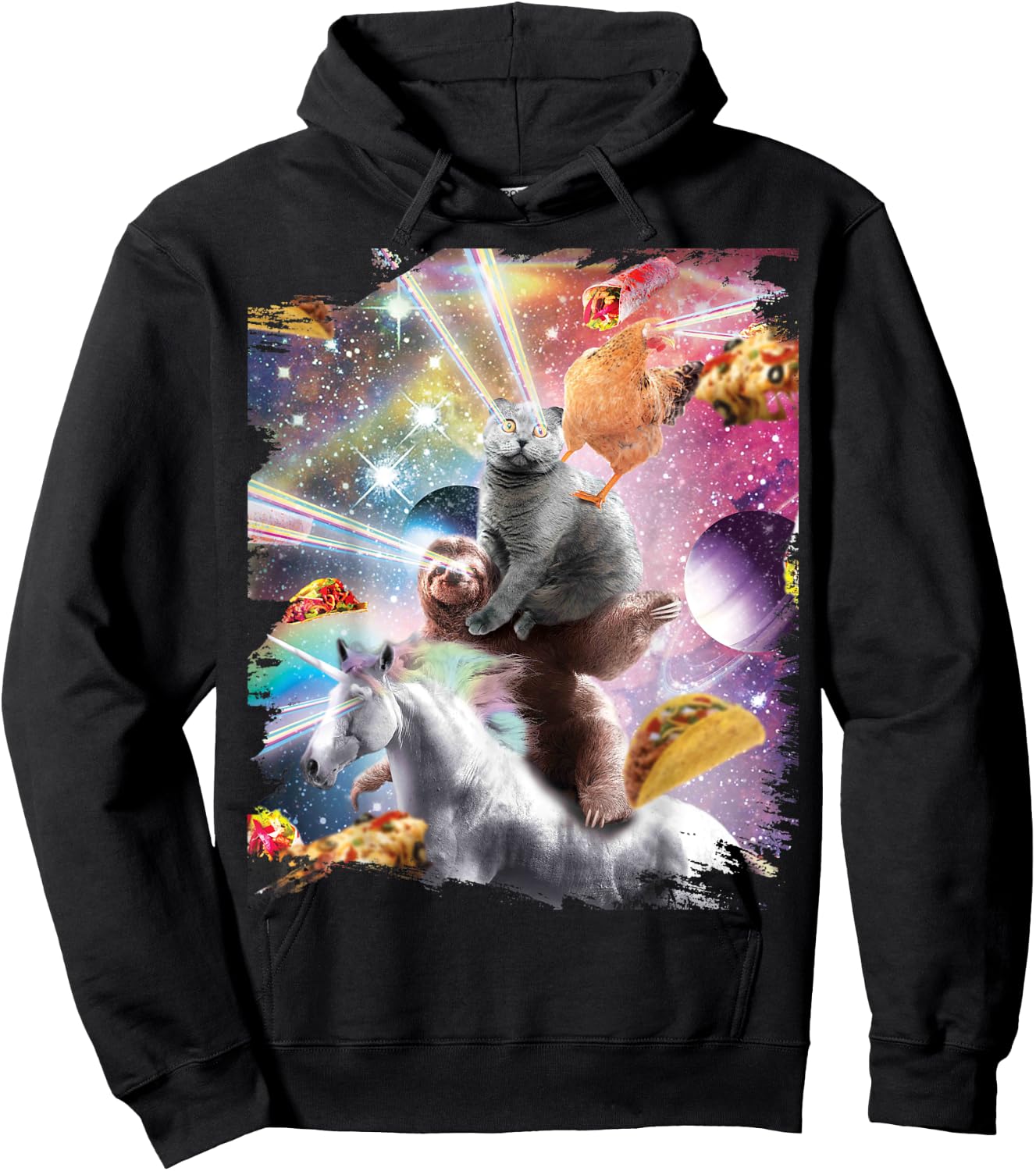Laser Eyes Space Chicken Cat Sloth Unicorn Hoodie - Hoodie | Black