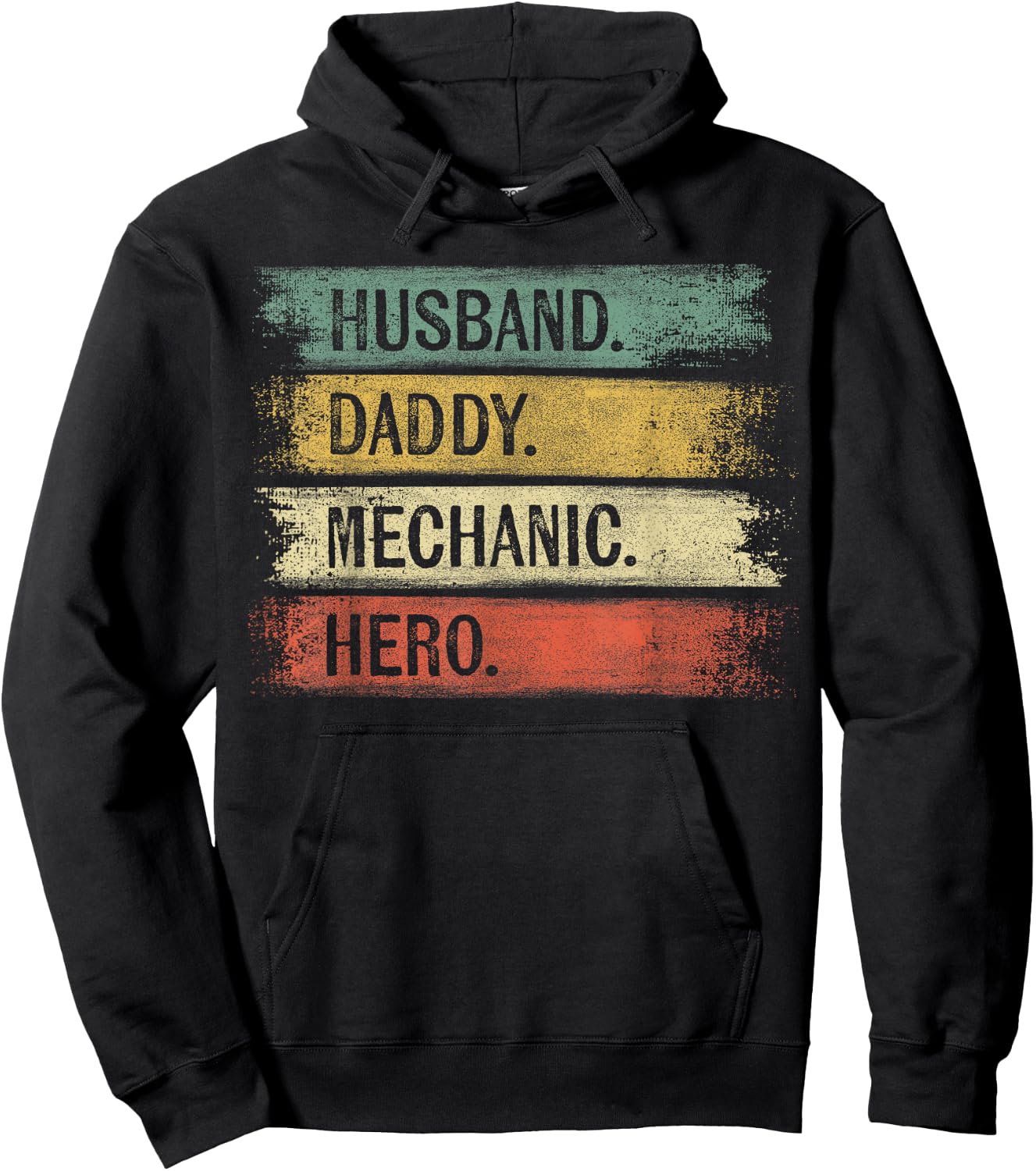 Husband Daddy Mechanic Hero Funny Father's Day Mechanic Gift Hoodie - Hoodie | Black