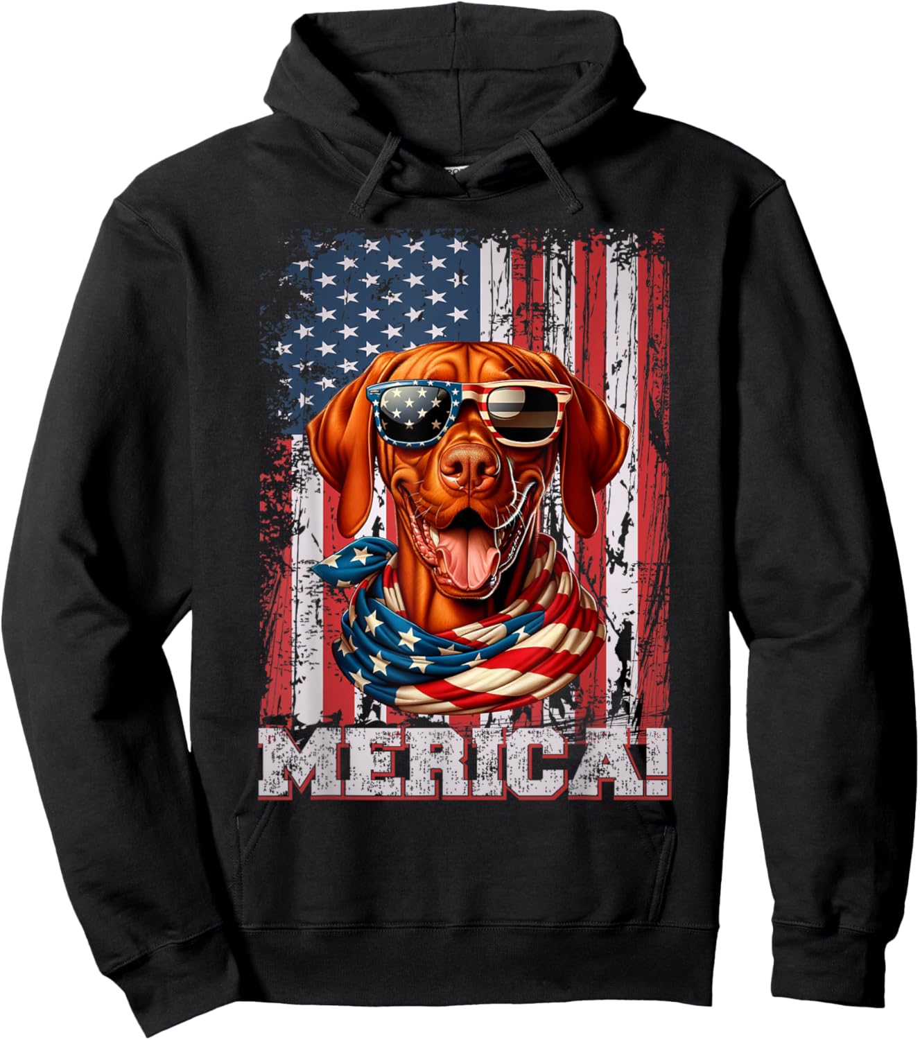 Vizsla Dog Lover Flag 4th Of July Patriotic Hoodie - Hoodie | Black