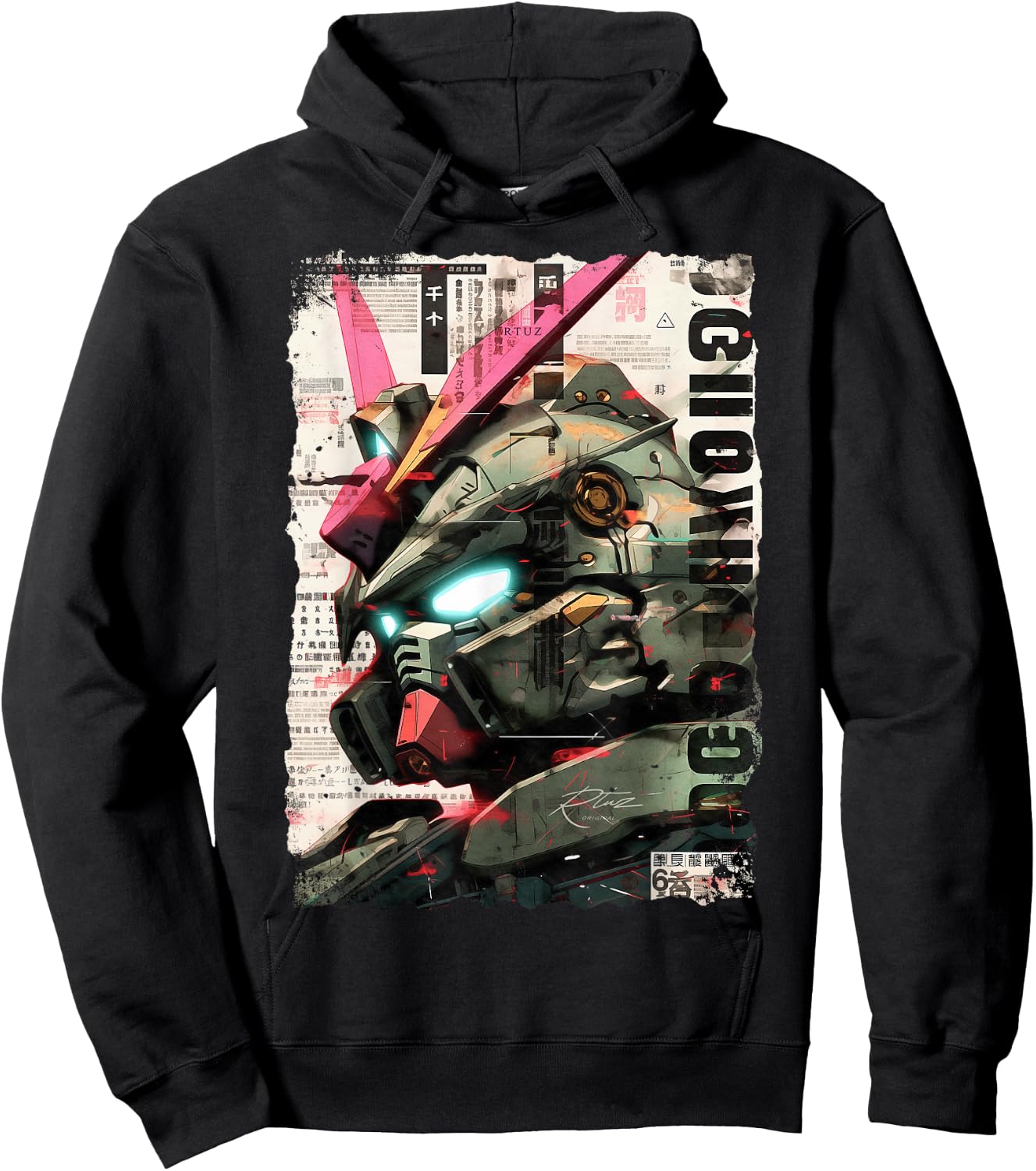 Cyberpunk Japanese cyborg futuristic robot , Small Hoodie - Hoodie | Black