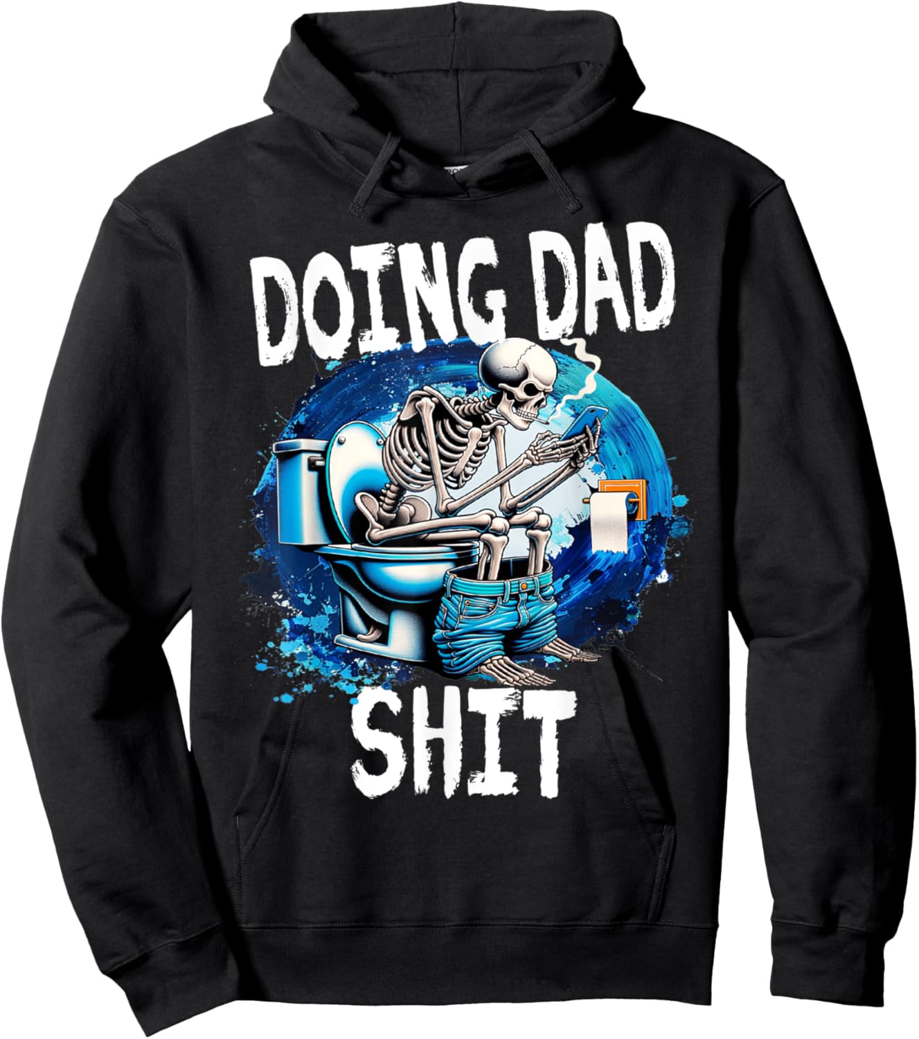 Doing Dad Shit Dad Joke Skeleton Dad Funny Fathers Day Hoodie - Hoodie | Black