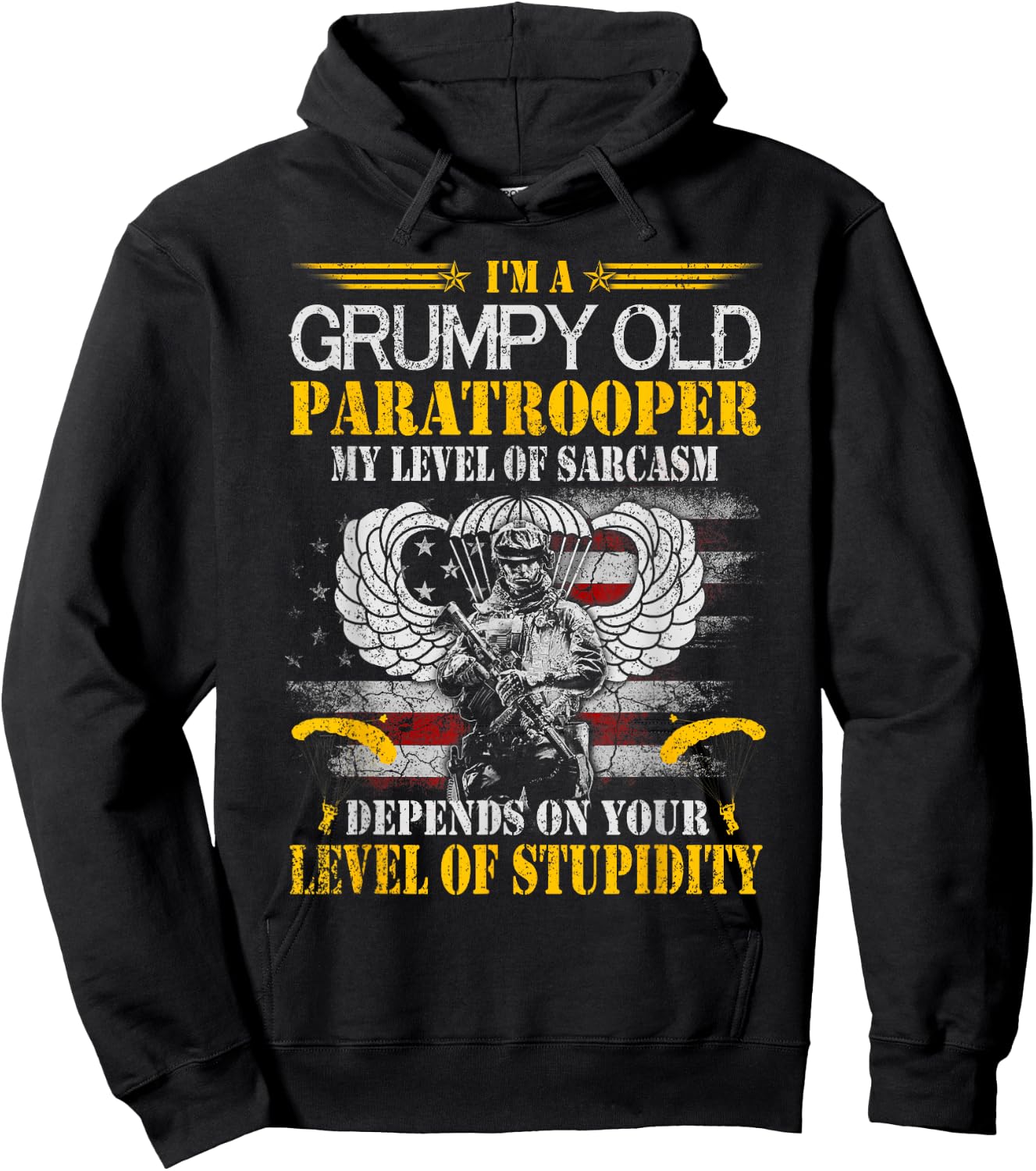 I'm A Grumpy Old Paratrooper Flag , Veterans Day Gift Hoodie - Hoodie | Black