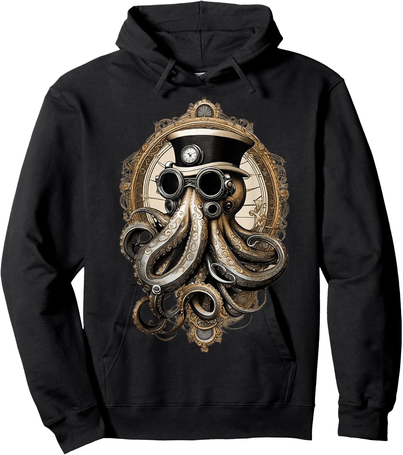 Classic Steampunk Octopus Retro Vintage Funky Fun Graphic Hoodie - Hoodie | Black