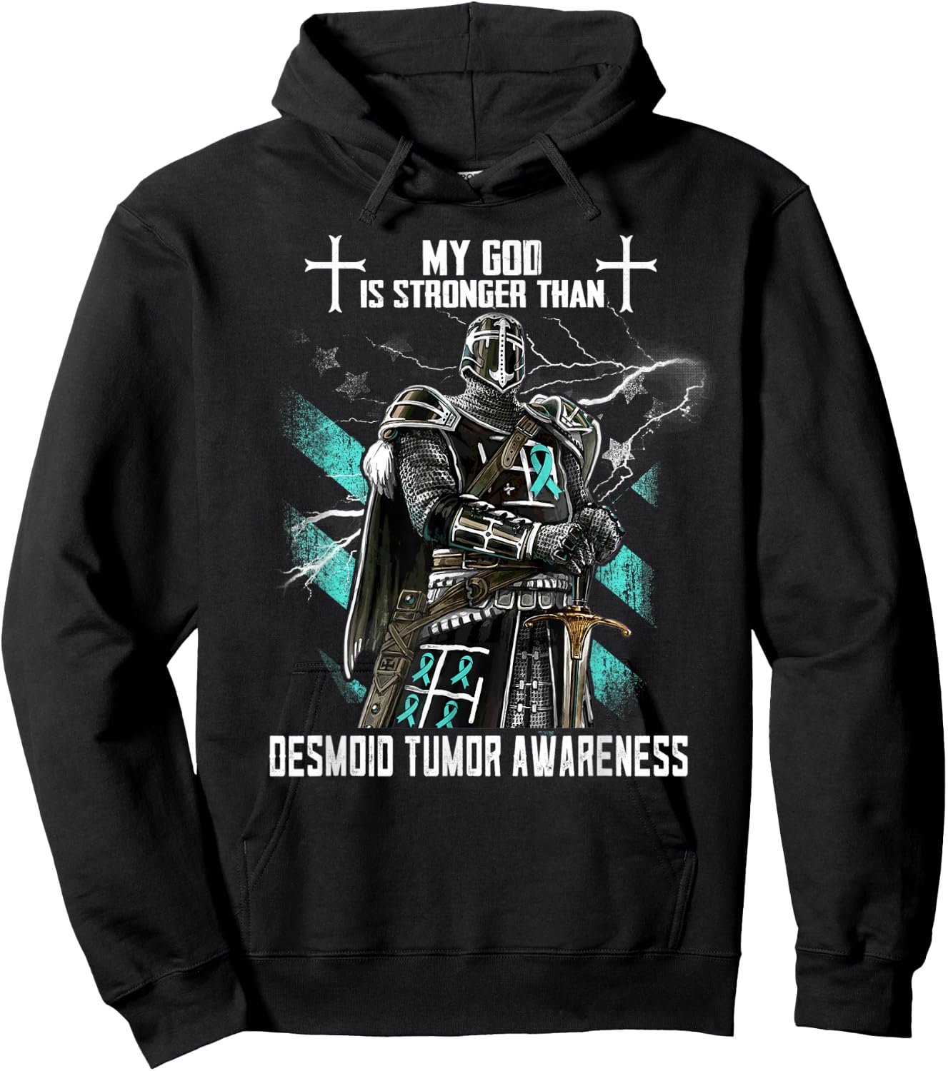 My God Is Stronger Than Desmoid Tumor Awareness Hoodie - Hoodie | Black